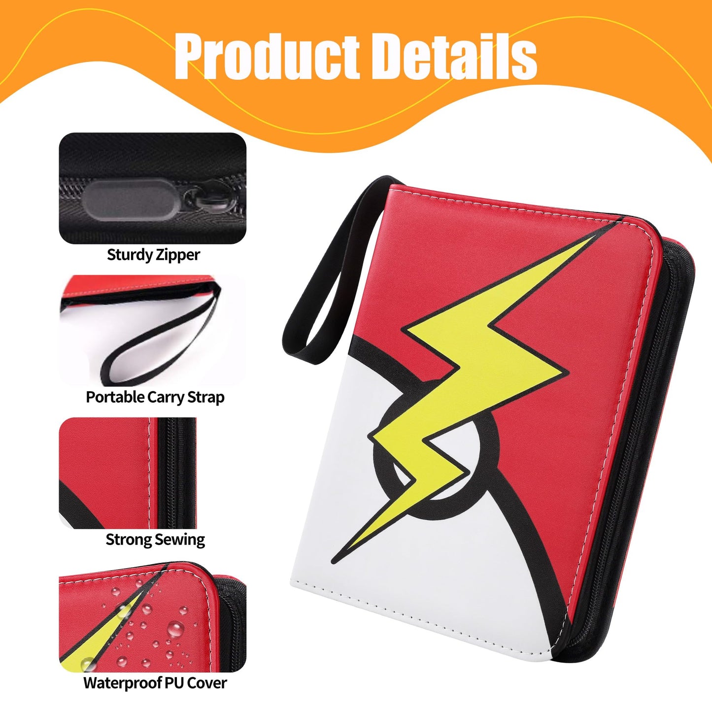 Card Binder 4 Pocket, Trading Card Binder With 50 Removable Sleeves, Portable Card Collection Binder for Standard Cards