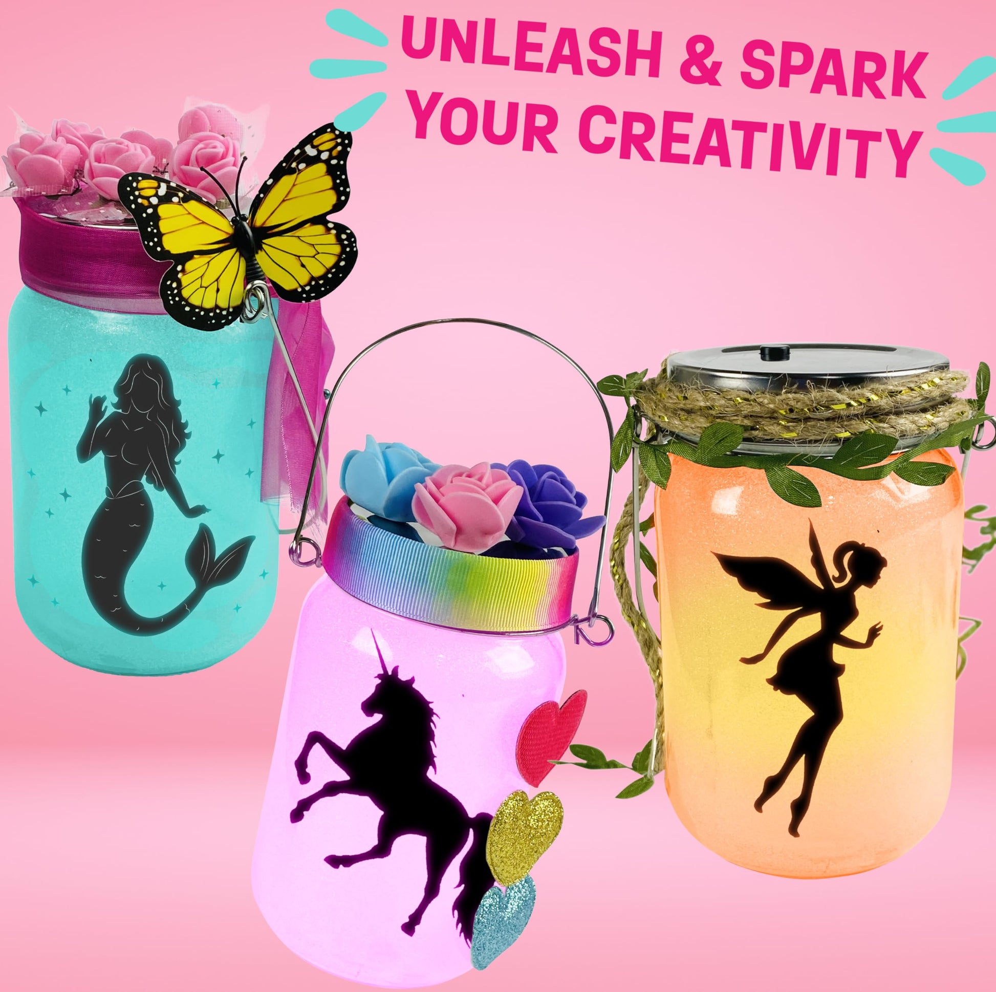 Light-up Unicorn Fairy & Mermaid Lanterns Craft Kit - Christmas Gifts for 8 9 10 11 12 Year Old Girls - Creative Art Girl Toys 8-10 Years Old and Up