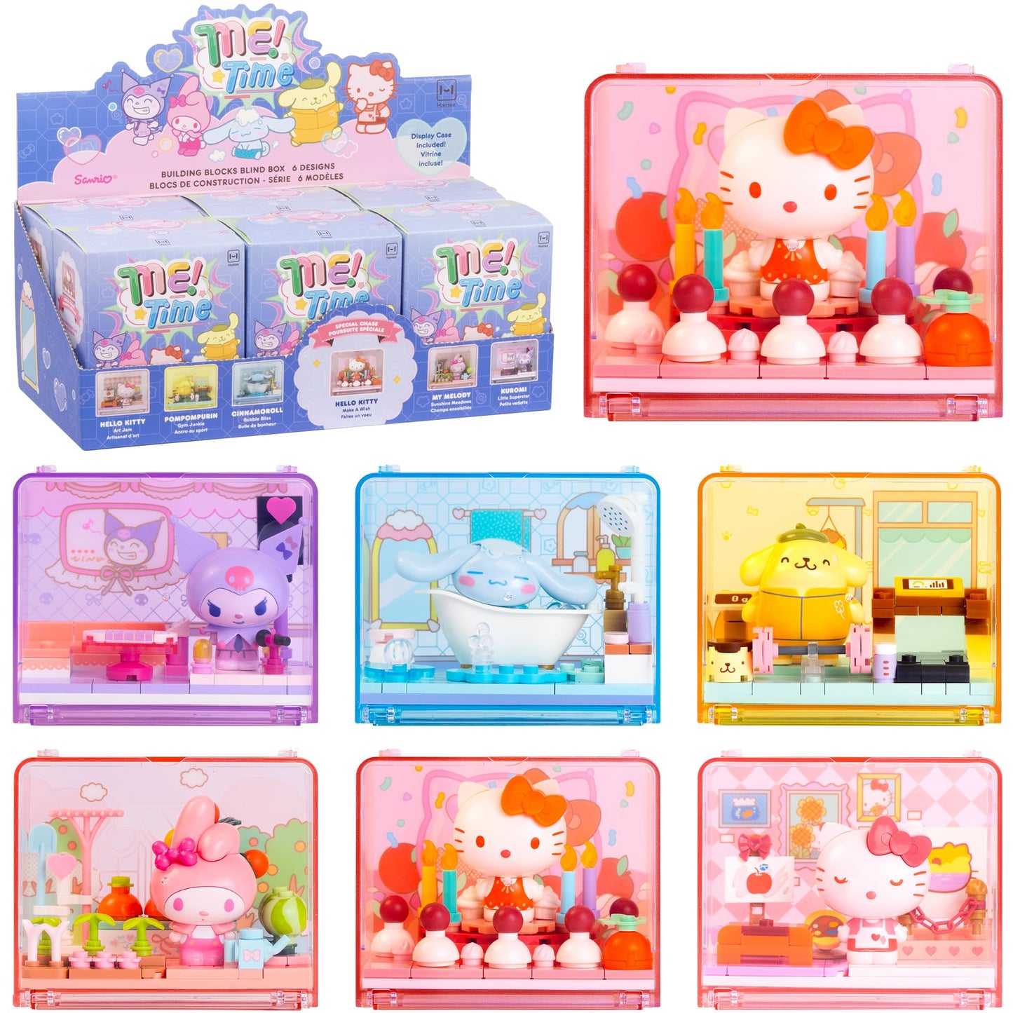 Hamee Sanrio Hello Kitty and Friends 'Me Time' Cute Building Blocks Blind Box (Birthday Gift, Party Favor, Gift Basket Filler, Stress Relief