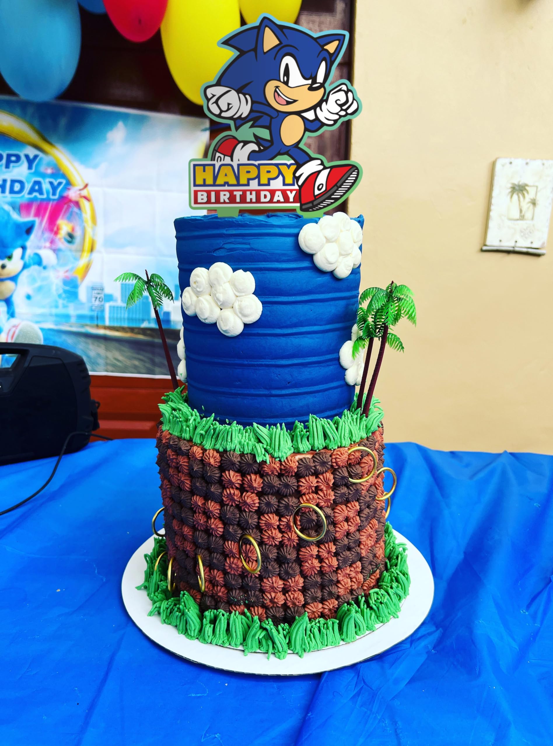 Sonic Gamer Birthday Cake Topper Party Decor