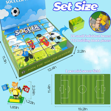 UAYUAY ?24 in 1 Toys Box? Soccer Toys Soccer Building Block Set Soccer Gifts for Boys Girls 4-6-8-12 Years Old Birthday Gift Stuff Kids Goodie Bags