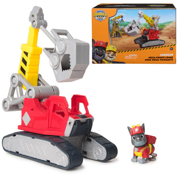 Rubble & Crew Charger's Mega Power Crane, Toy Truck with Charger Figure & 2 Detachable Tools, PAW Patrol Kids Toys for Boys & Girls Ages 3 and Up