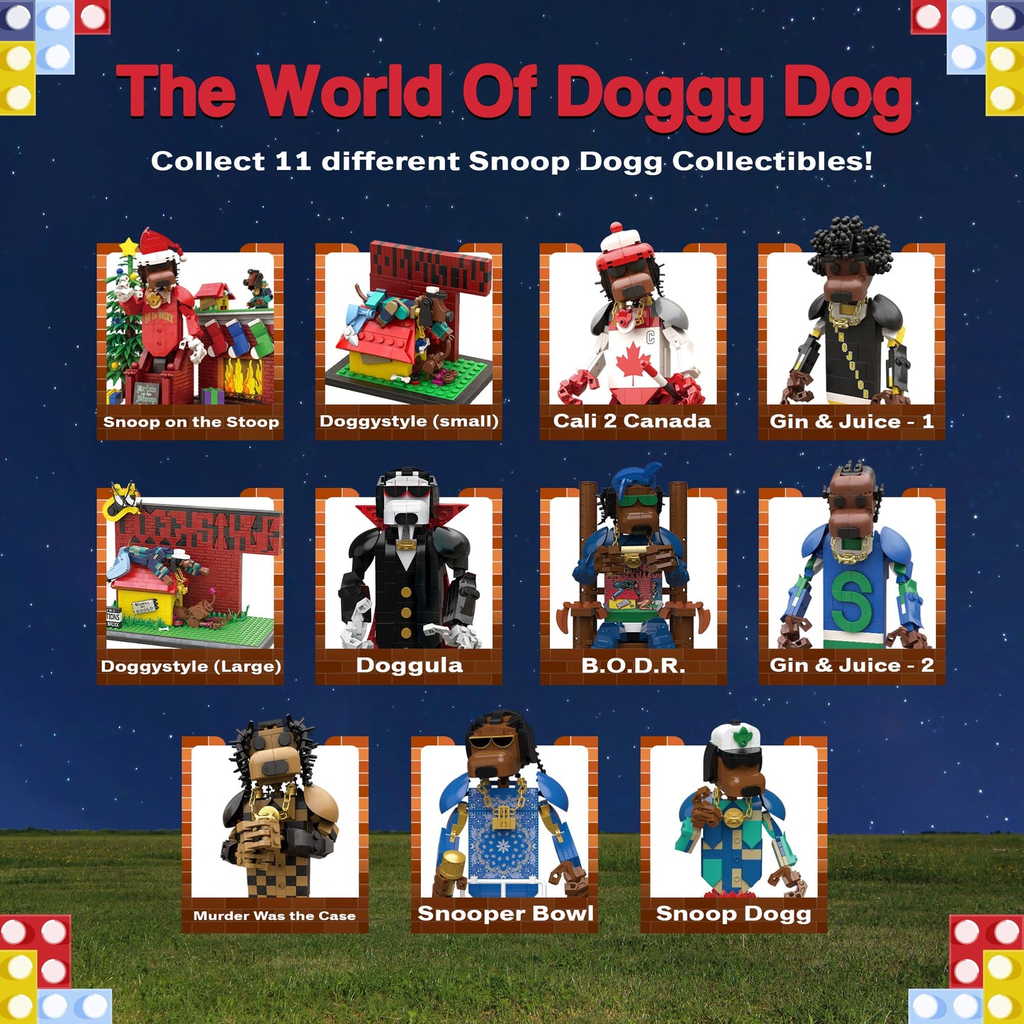 BRICK BLOCKS - Building Block Sets, 213 Pieces Featuring Small Doggystyle Building Set, Model Size 4.5 x 3.2 x 3.7 Inches