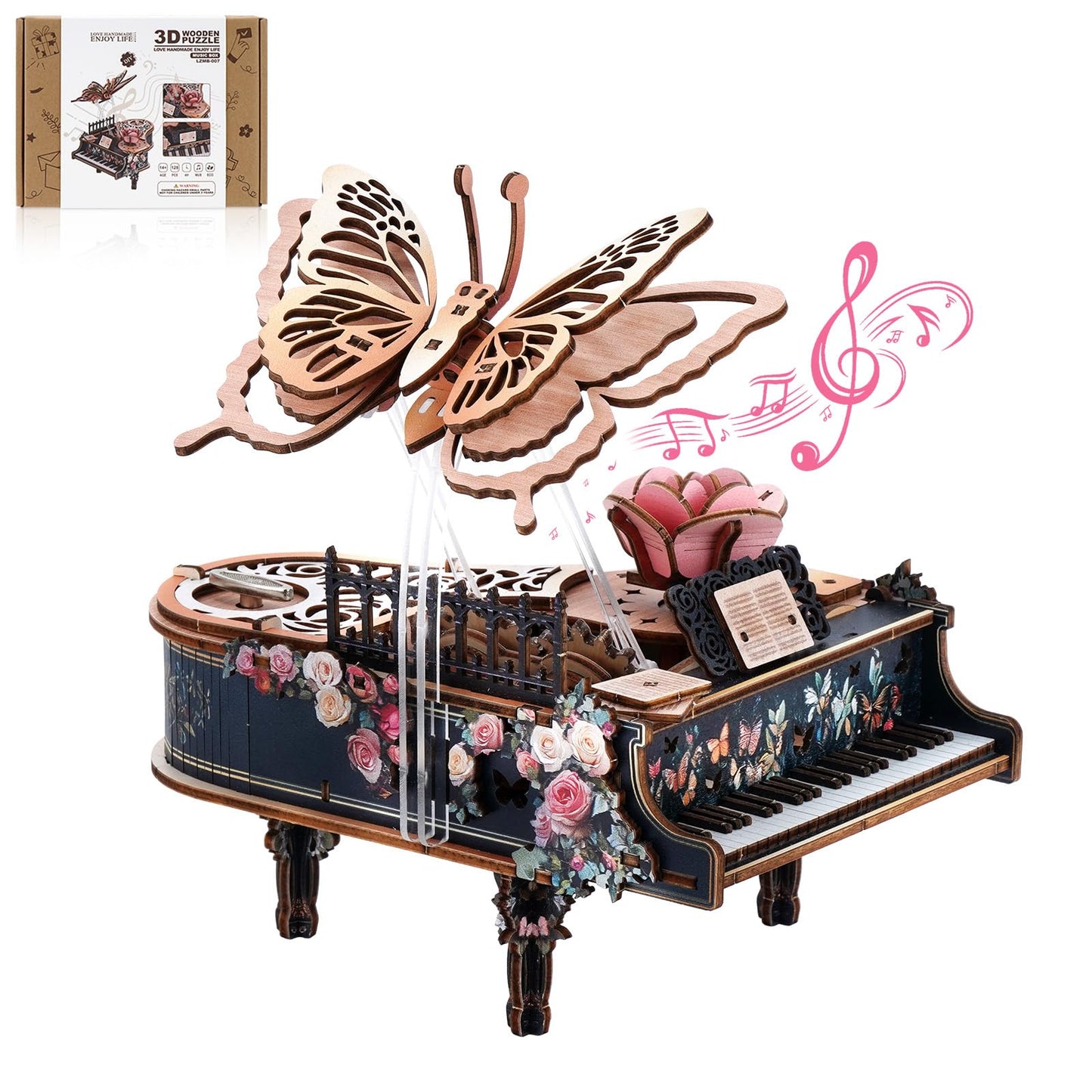 Rnfinewow 3D Puzzles for Adults, 3D Piano Puzzle Model Kit, Wooden Piano Puzzles for Adults Home Desk Decor DIY Crafts Wooden Music Box Puzzle Gifts