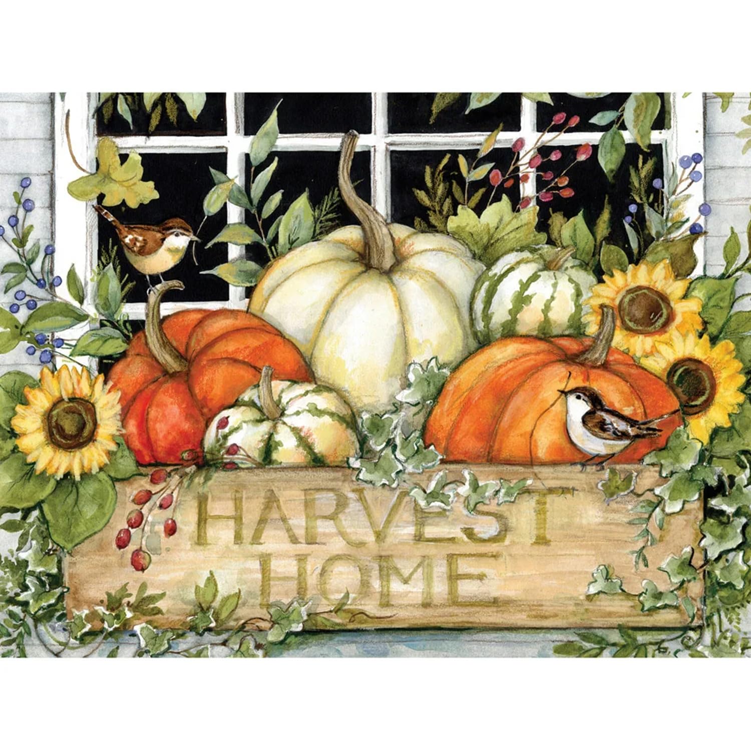 Bits and Pieces 300 Piece Jigsaw Puzzles Pumpkin Window Basket 18x24