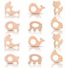 IoF 12 Pcs Teething Toys for Babies, Natural Wooden Teething Rings Baby Teether Chew Toys for Infant Toddler Teethers Crackers Animal Set Pain Relief