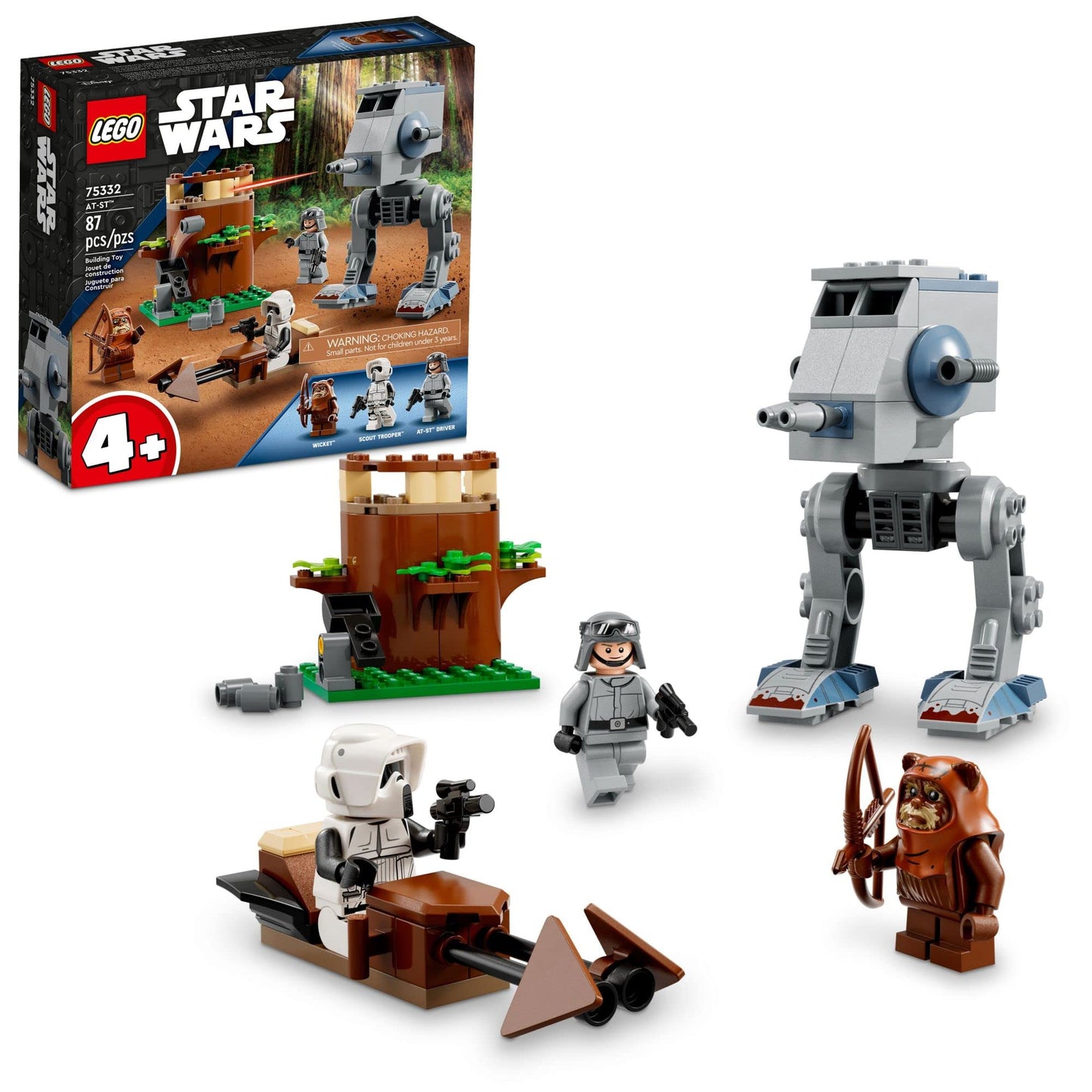 LEGO Star Wars at-ST 75332 Toy Building Set - Featuring Wicket The Ewok and Scout Trooper Minifigures, Expand Your Collection, Great Gift