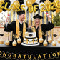 24 Pcs Graduation Cupcake Toppers 2026 - Congrats Grad Decorations Class of 2026, Pre-Assembled Black Gold Grad Cake Topper Centerpieces