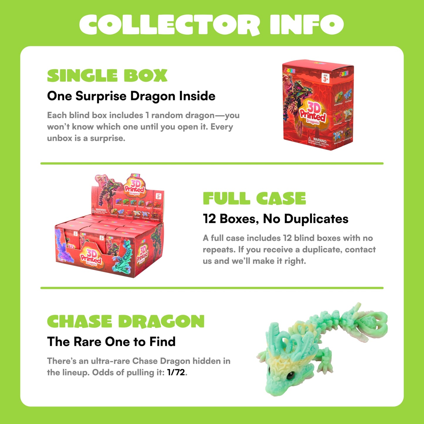 JOYIN 12 Pcs 3D Printed Dragon Blind Box Series, Mystery Box Party Favors for Kids 8-12, Mini Articulated Fidget Animals, Bulk Sensory Toys for Goodie