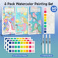 3pack Watercolor Painting Coloring Books, Paint with Water Arts & Crafts Kit for Kids, Pocket Watercolor Paint Bookmarks, Class Activities Art