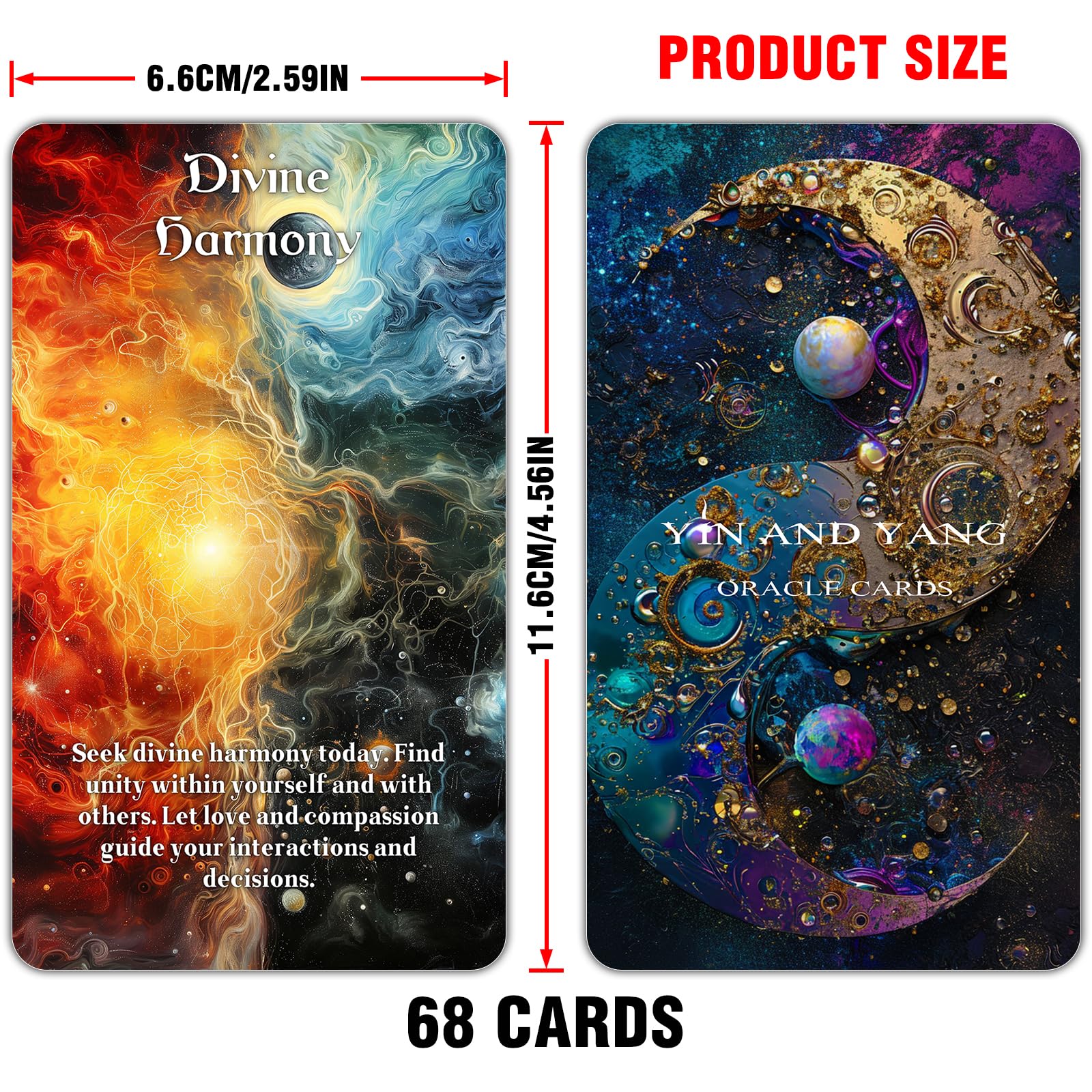 ZZBUY Yin and Yang Oracle Cards, 68 Karma Connection Oracle Deck for Beginner with Meanings on Them, Evaluate Emotions, Relationships, Career, Health