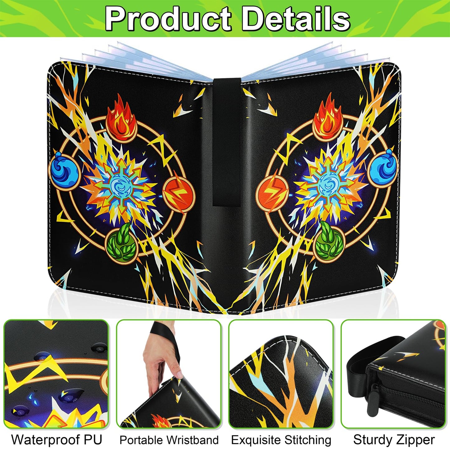 Card Binder for Cards, 9-Pocket Trading Card Binder with 50 Removable Sleeves Fits 900 Cards, Great Creative Design Card Collection Binder Album Gift