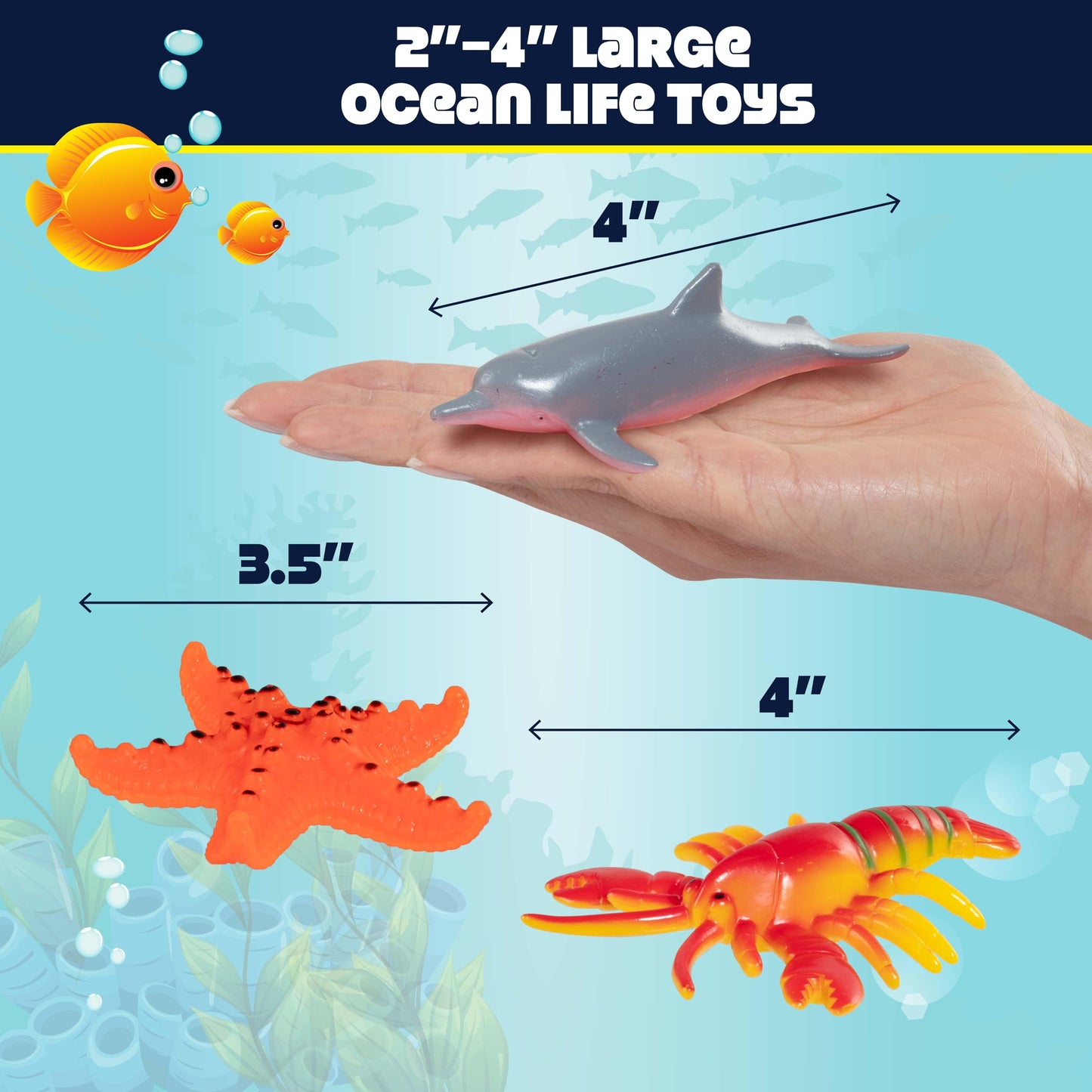 Ocean Animal Toy Figures Set (30PCS)- Marine Life Sea Creatures Playset with Sharks, Dolphins, Turtles, Crabs & More- Kids Educational Toys, Bath