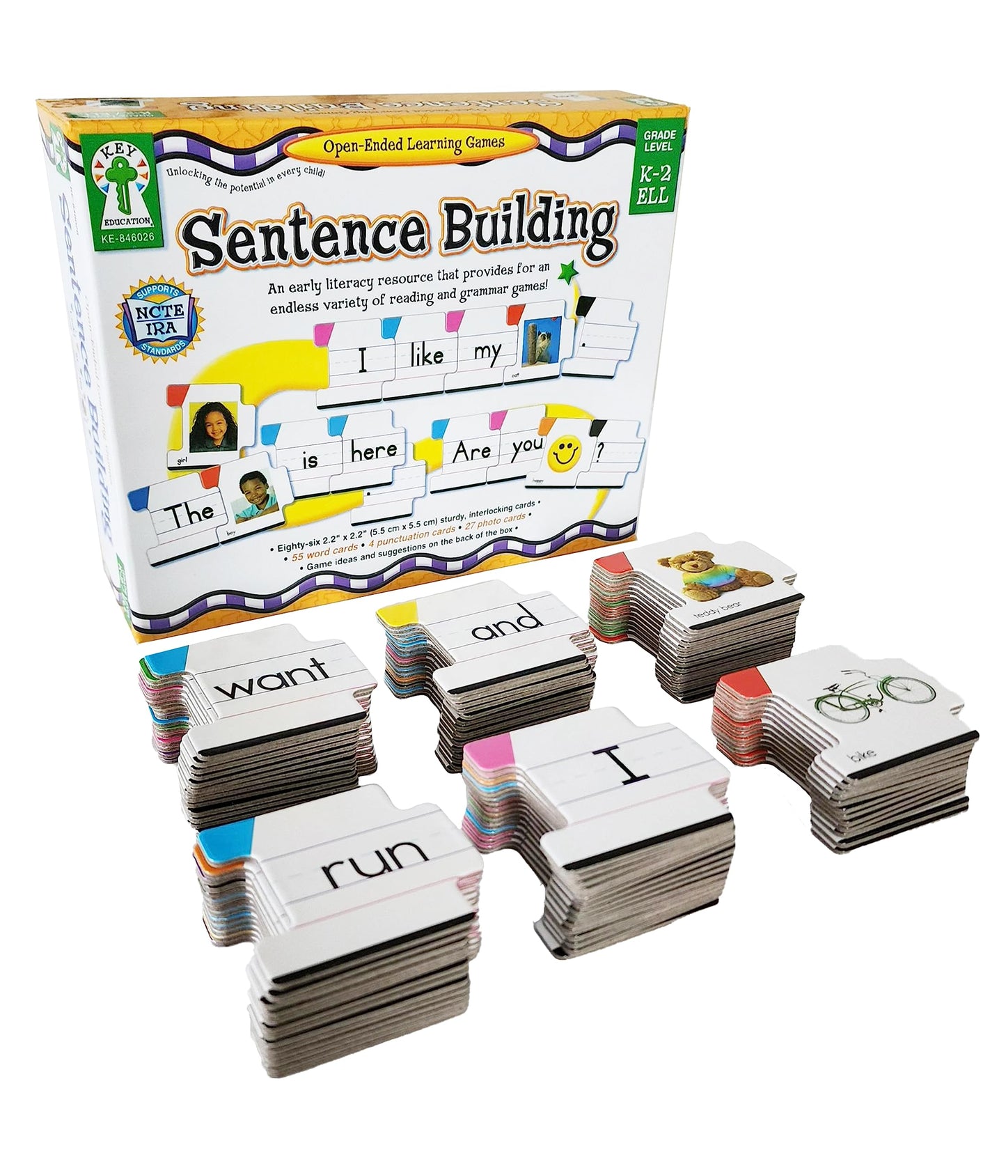 Key Education Sentence Building Game, Phonics Puzzles Grammar Flashcard Set