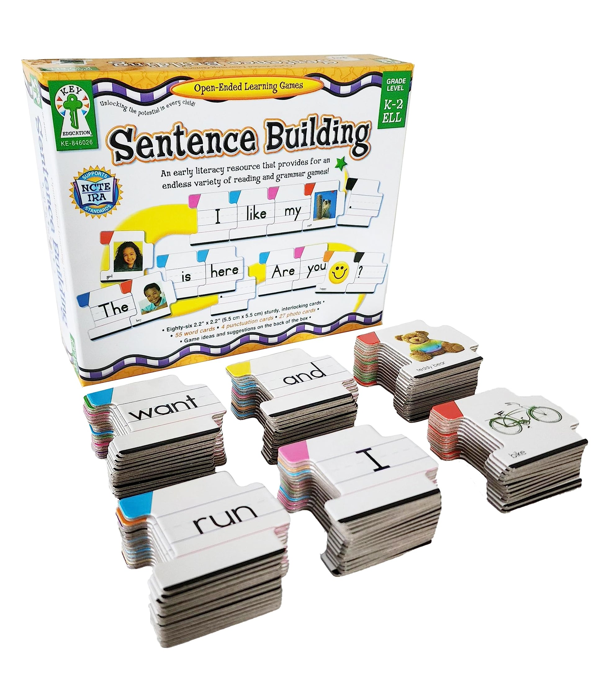 Key Education Sentence Building Game, Phonics Puzzles Grammar Flashcard Set