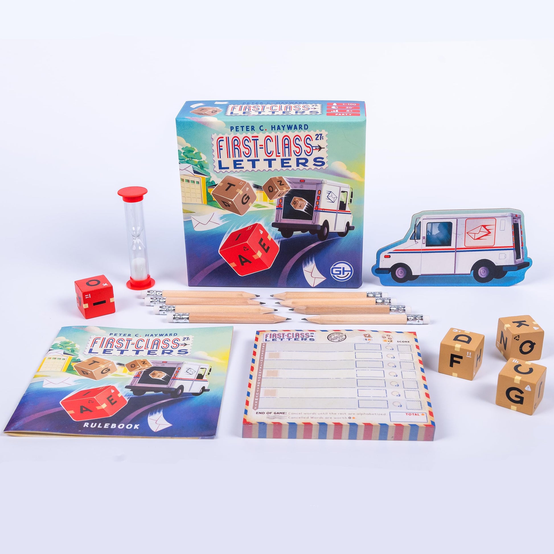 GameHead First-Class Letters, Roll & Write Word Game for Families and Parties, Ages 8+, 1-100 Players, Fast Paced 20 Minute Play Time, Fun and Travel