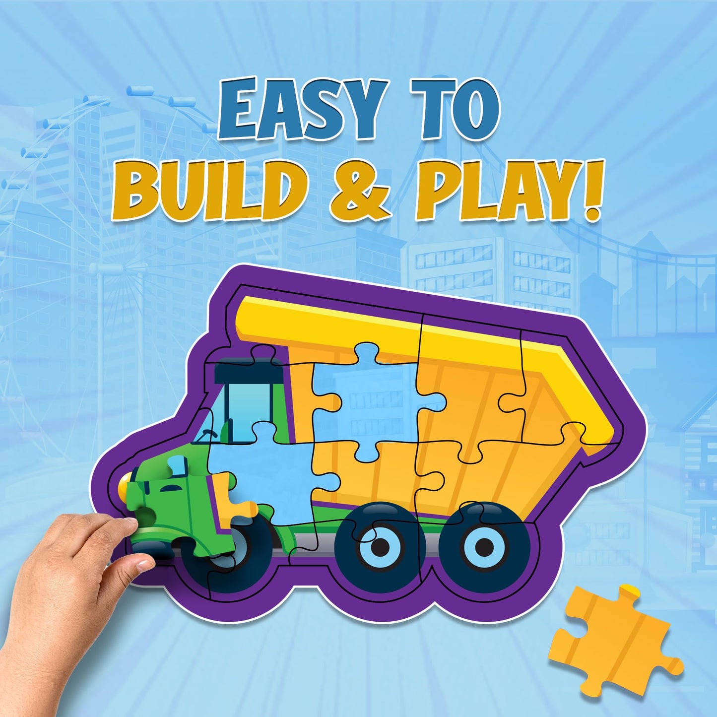 Darice Transport Vehicles 4-in-1 Jigsaw Puzzles for Kids - 48 Pieces Total (Four 12-Piece Puzzles) - Airplane, Train, Ship, and School Bus