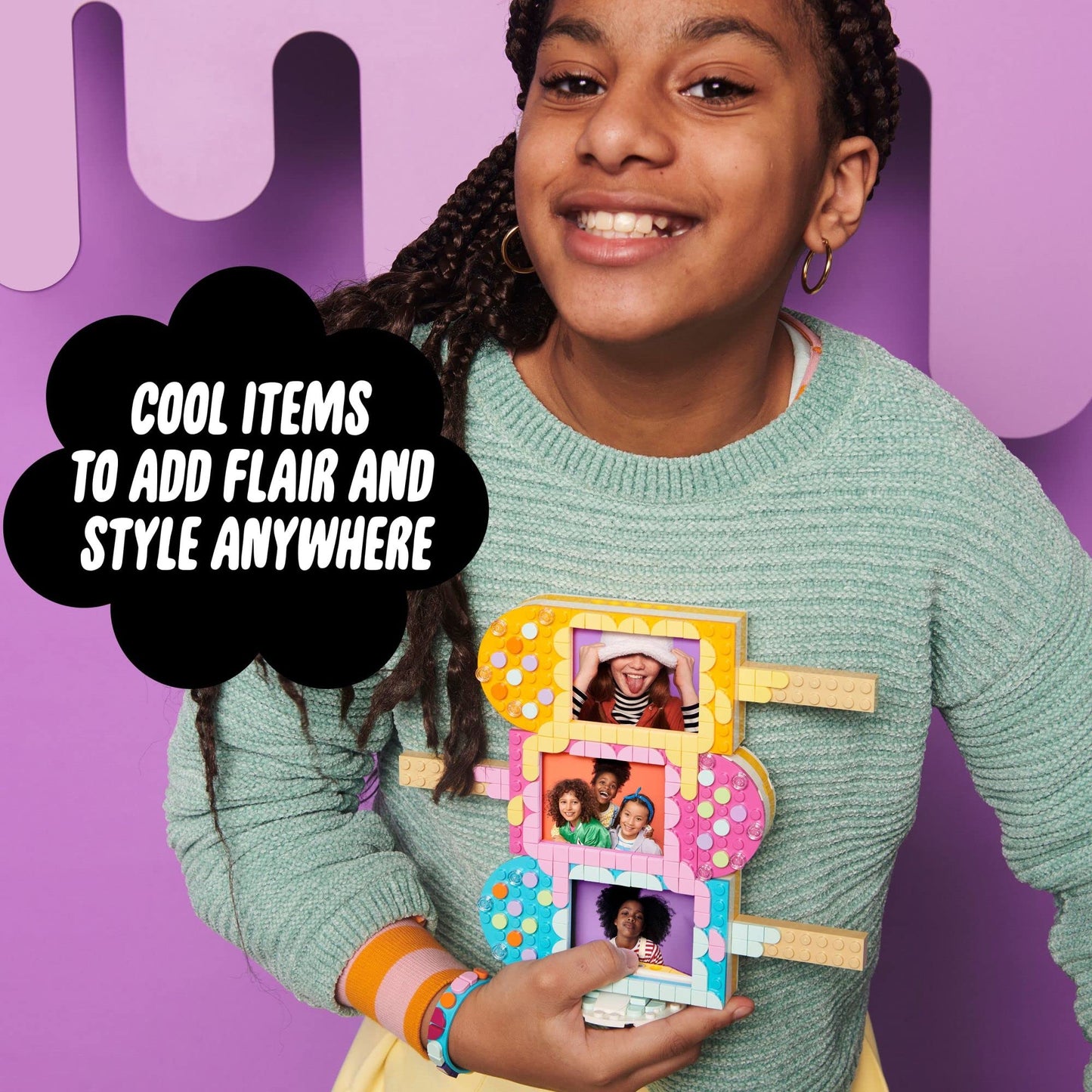 LEGO DOTS Ice Cream Picture Frames & Bracelet 41956 Craft Building Toy Set for Girls, Boys, and Kids Ages 6+; Customizable Holder Kit for Photos or