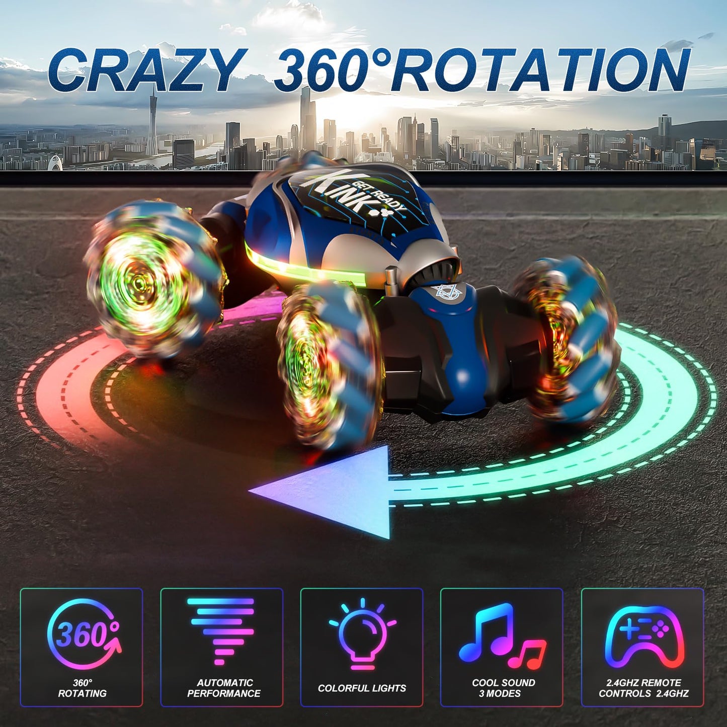 Resosese RC Stunt Cars Remote Control Car Double-Sided Driving 360° Flips Rotating Car Toy All Terrain Off-Road car,4WD Gesture Sensing Rc Cars