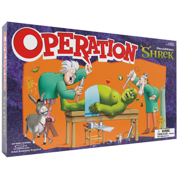Operation: Shrek Board Game, Featuring 12 Custom Shrek “Funatomy” Pieces from Pixie Bites to Pain in The Butt Donkey, Classic Electronic Remove