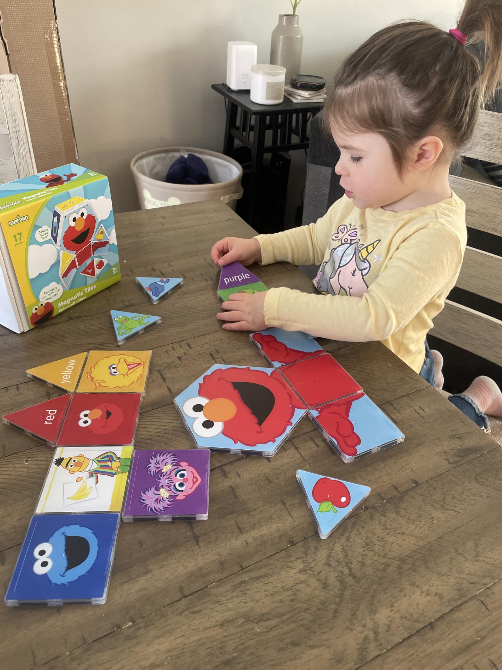 CreateOn “Sesame Street” Toys, Magnetic Kids’ Building Tiles from “Sesame Street” Books, Colors with Elmo Magnet Tiles, Educational Toys for Ages 3+