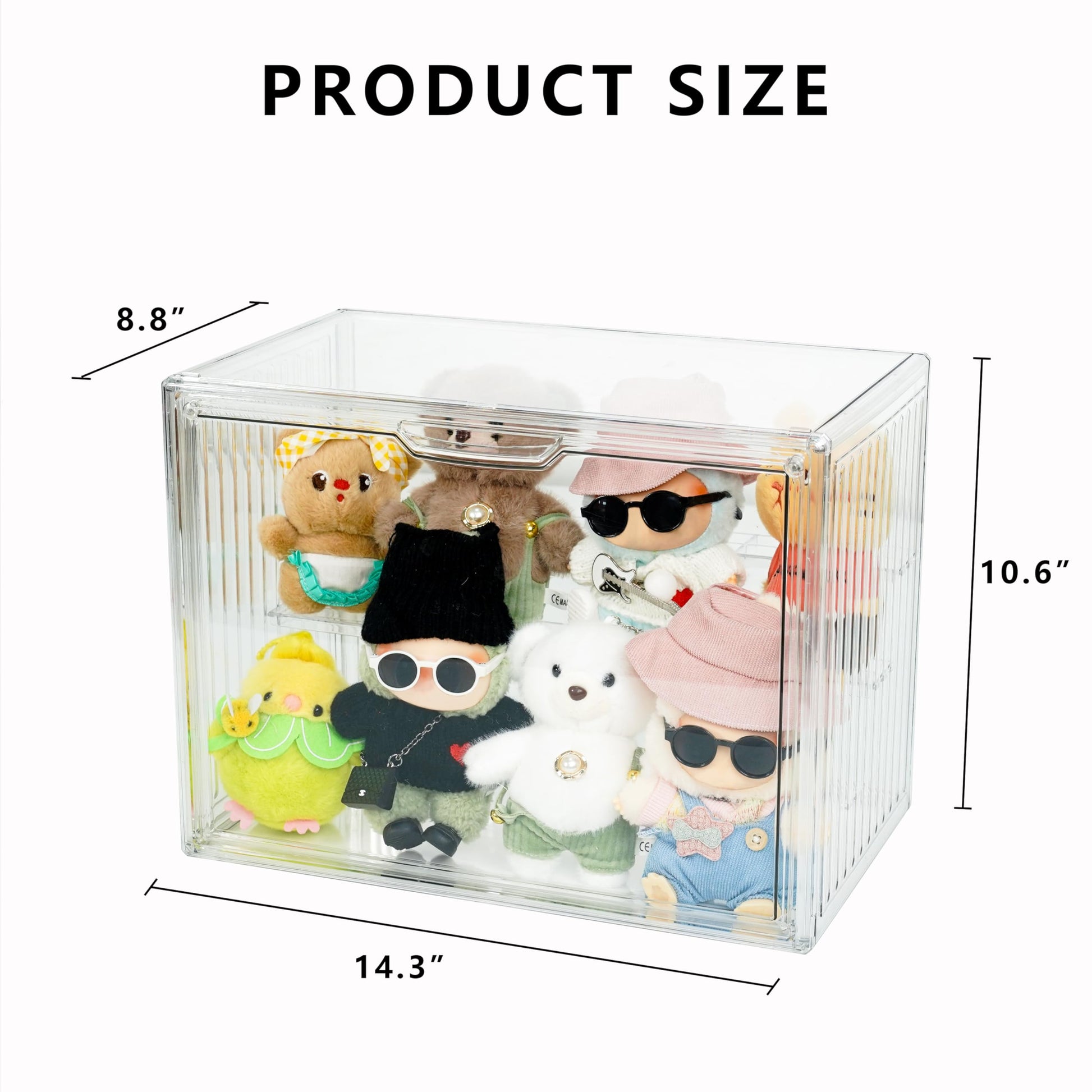 Treayes Clear Doll Storage Box Compatible with Labubu - Stackable Organizer for 15-17cm Dolls & Accessories, Transparent Display Case for