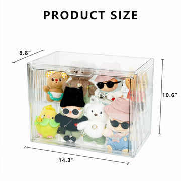 Treayes Clear Doll Storage Box Compatible with Labubu - Stackable Organizer for 15-17cm Dolls & Accessories, Transparent Display Case for