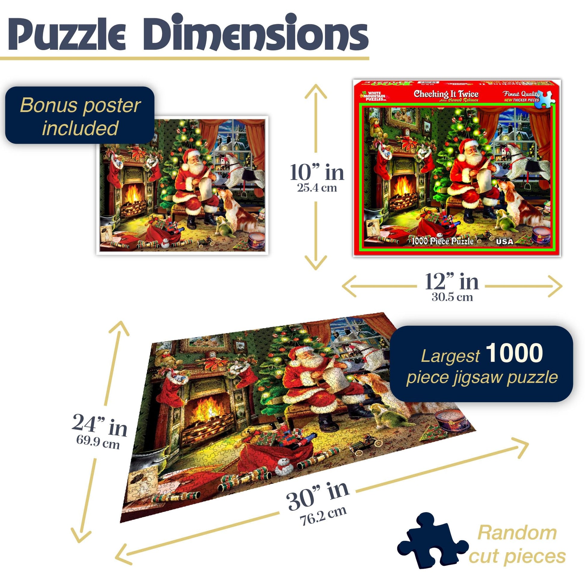 White Mountain 1000 Piece Jigsaw Puzzle Winter Christmas, Checking It Twice
