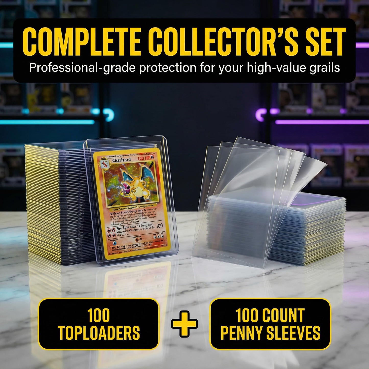 X PRO 3" x 4" Toploader and Soft Sleeve Combo, 100 Ct. Toploader, 100 Ct. Soft Sleeve | 3" x 4" Baseball Card Protectors | Trading Card Holder