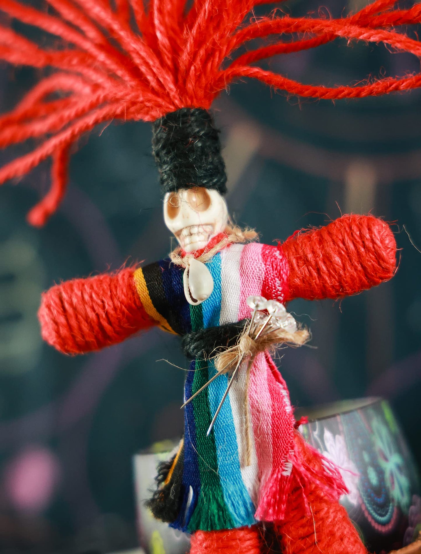 Nosadi Voodoo Doll Handmade Set Real Hemp Rope Wrapped Skull Horror Witches Poppet Gifts Doll for Halloween Birthday Christmas Party Gift Supplies