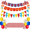 Circus Carnival Party Decorations Happy Birthday Banner Carnival Theme Balloons Circus Themed Tablecloth for Carnival Circus Birthday Party Supplies