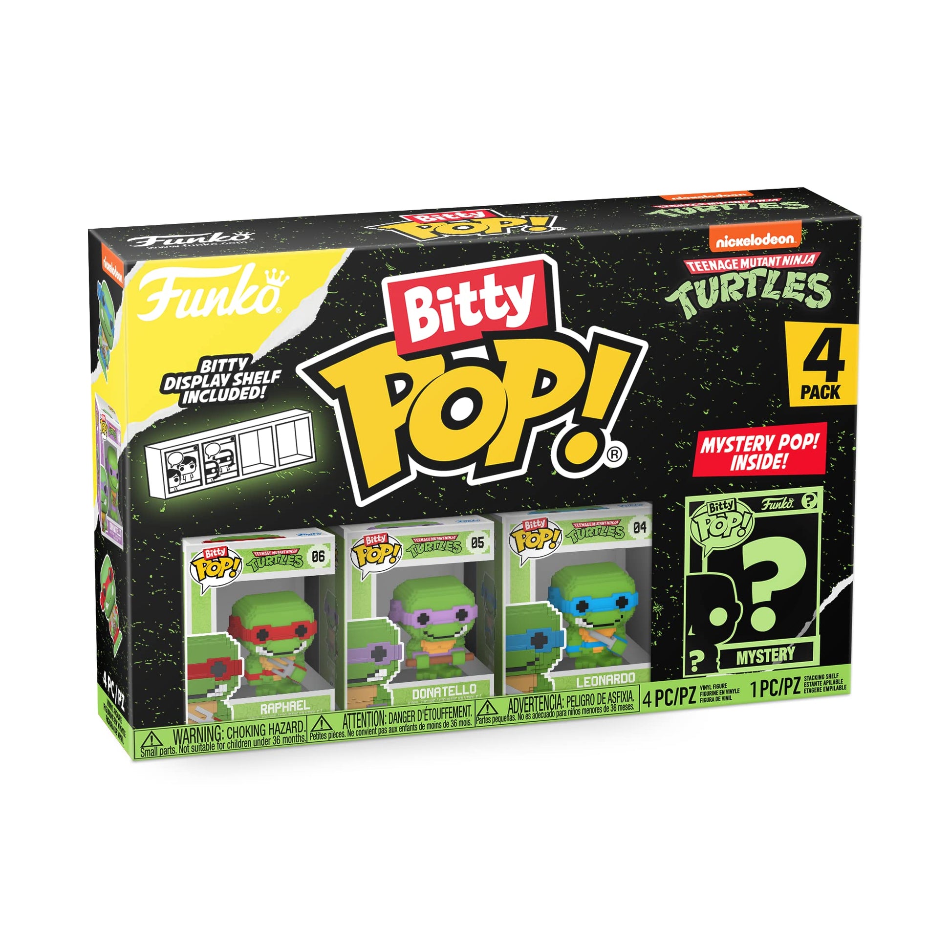 Funko Bitty POP! Teenage Mutant Ninja Turtles (TMNT) - Shredder, 4-Pack - 8-Bit Raphael, 8-Bit Donatello, 8-Bit Leonardo and A Surprise Mystery Mini