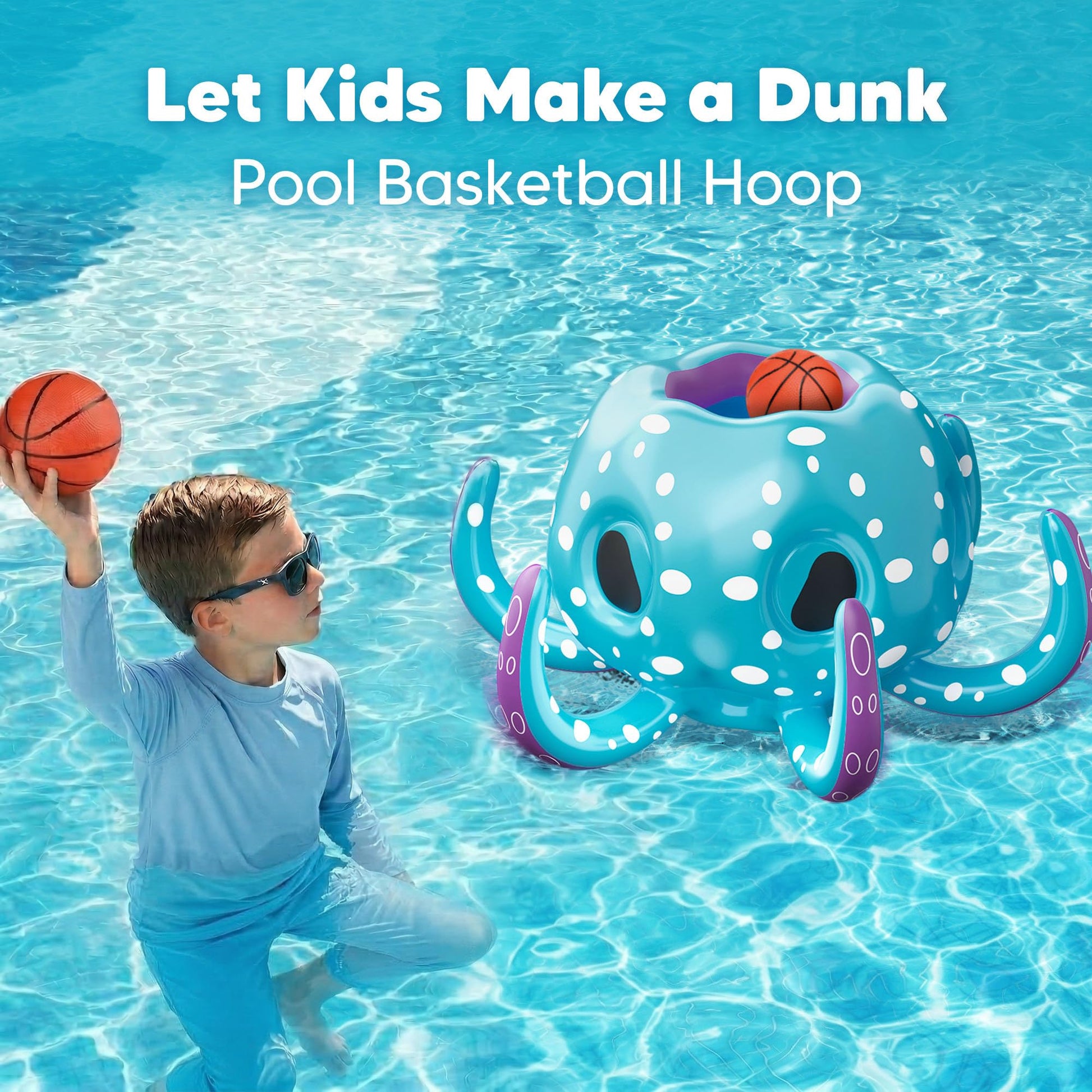 Funscape Octopus Pool Toys, 2-in-1 Inflatable Water Floating Pool Game