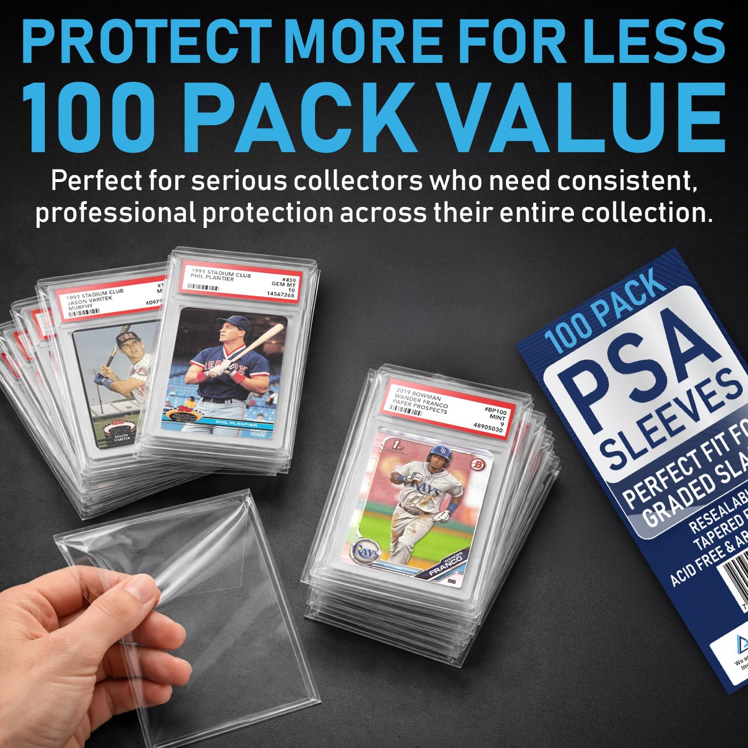 Invested Alliance PSA Slab Sleeves for Graded Cards | PSA Exact Fit Graded Card Sleeves, Resealable Slab Protector for TCG Collectors - Sports