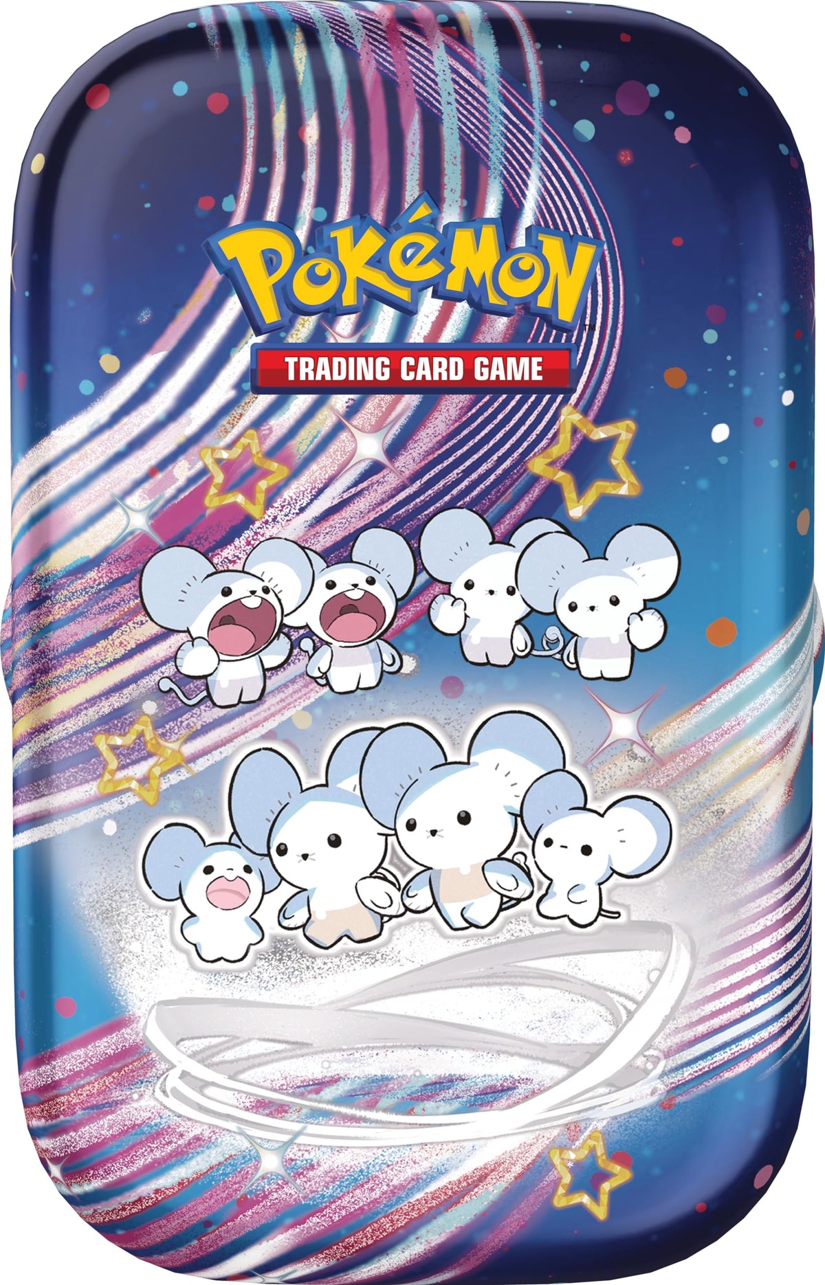 Pokémon TCG - Scarlet & Violet - Paldean Fates Mini Tin (Maushold/Smoliv/Tinkatink/Finizen/Flamigo - 1x Random, Black