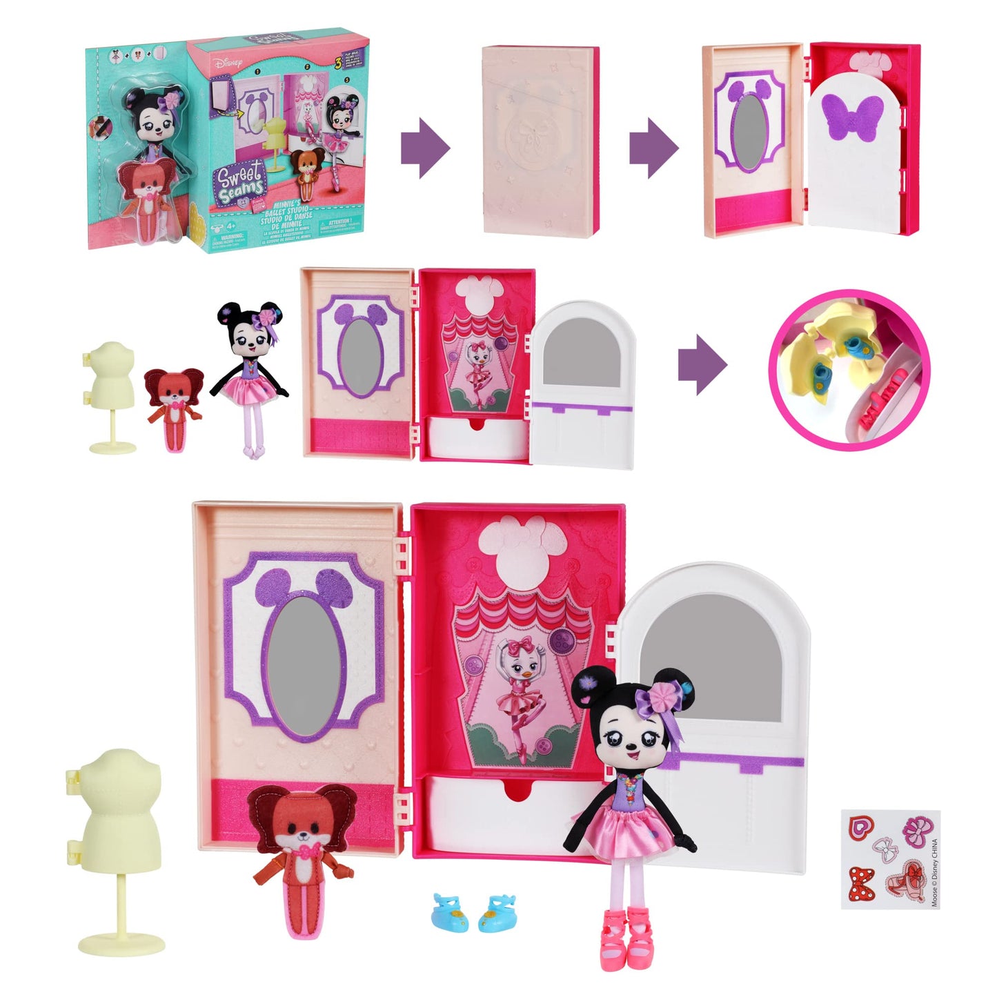 Sweet Seams 6" Soft Rag Doll Deluxe Pack - 1pc Toy | Minnie Mouse & Fifi Ballet Studio