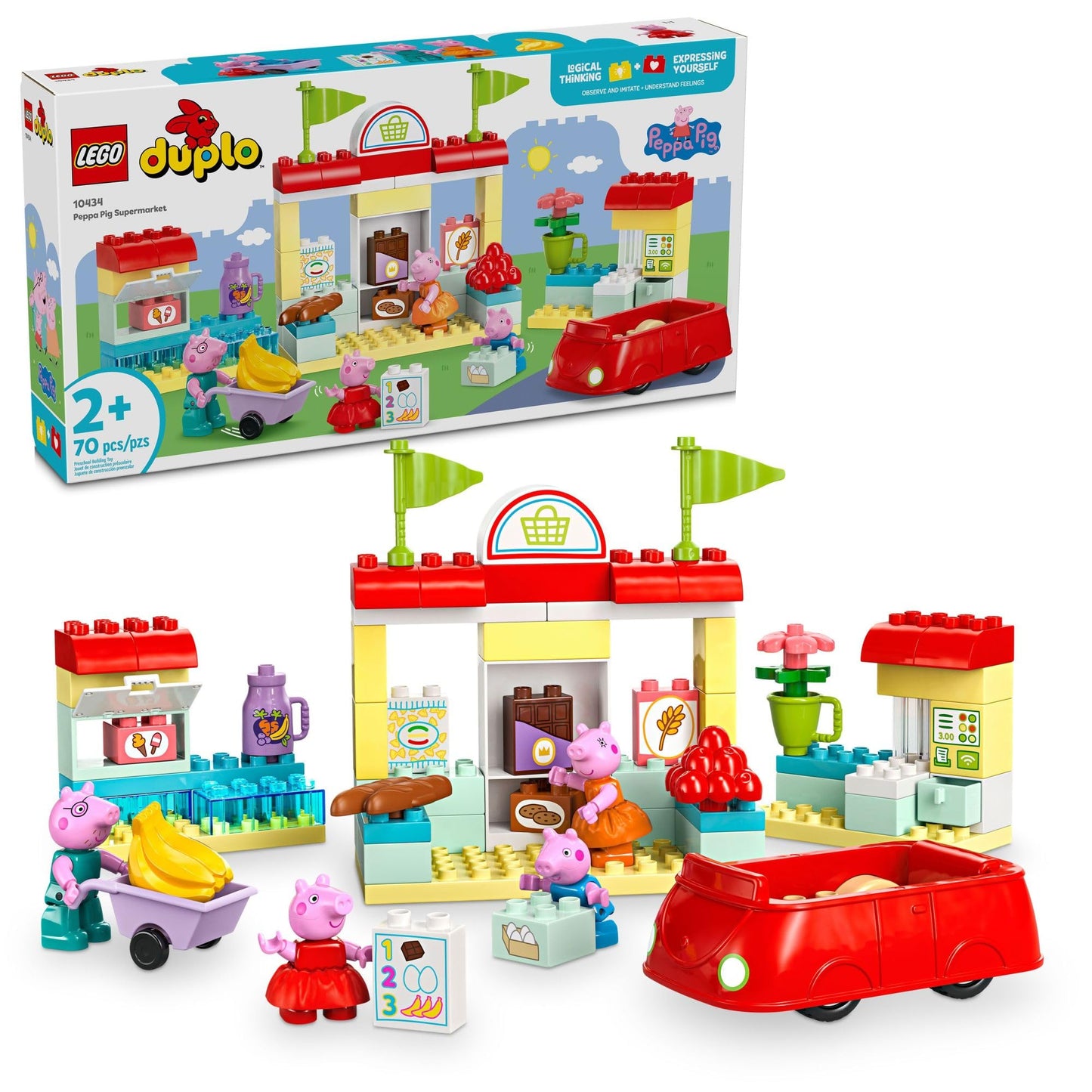 LEGO DUPLO Peppa Pig Supermarket Building Toy - Peppa Pig Toys for Girls & Boys, Ages 2+ Years - Gift for Birthdays - Pretend Play Playset for