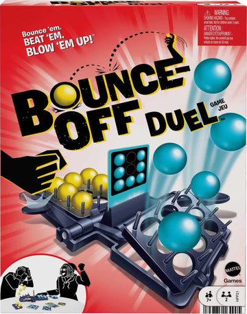 Mattel Games Bounce-Off Duel 2-Player Game for Kids, Teens, Families & Adults, Slam the Paddles & Balls Pop Out with Challenge Cards