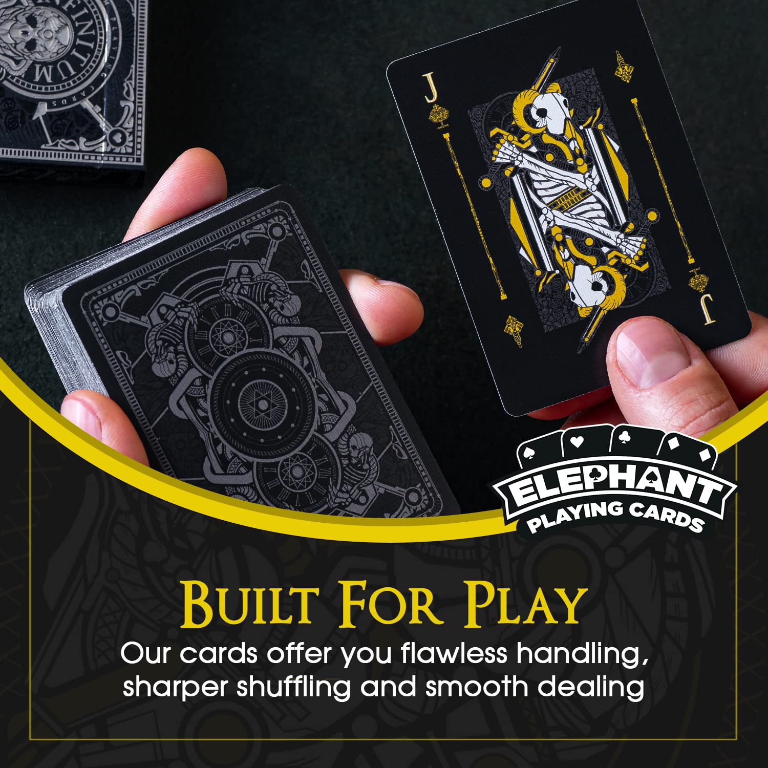 Infinitum Black Unique Illustration Cards, Premium Deck for Kids and Adults, Cool Cards with Card Game e-Book, Midnight Black