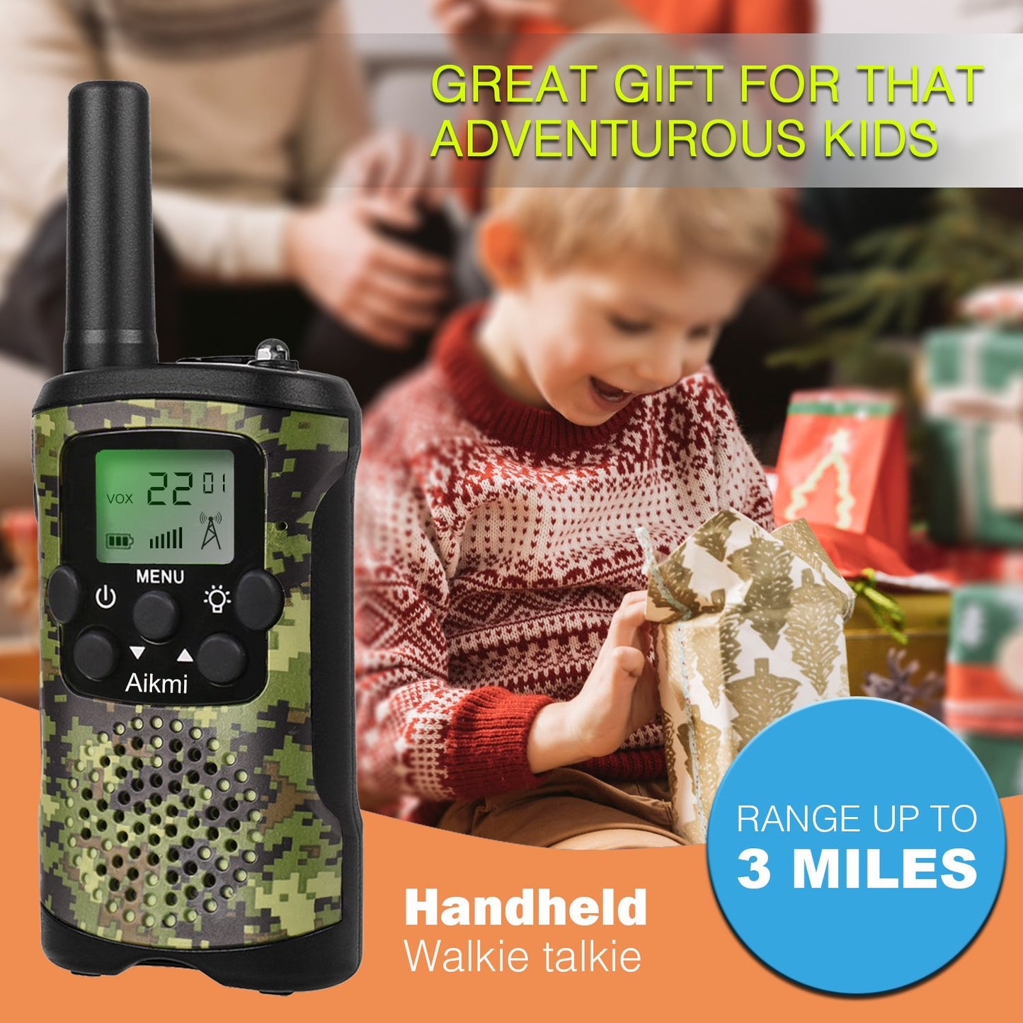 Walkie Talkies for Kids 22 Channel 2 Way Radio 3 Miles Long Range Handheld Walkie Talkies Durable Toy Best Birthday Gifts for 6 Year Old Boys and