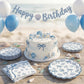 40Pcs Scalloped Coastal Party Supplies Include Summer Starfish Seashell Plates&Paper Napkins Disposable Blue Bow Ocean Theme Tableware Set
