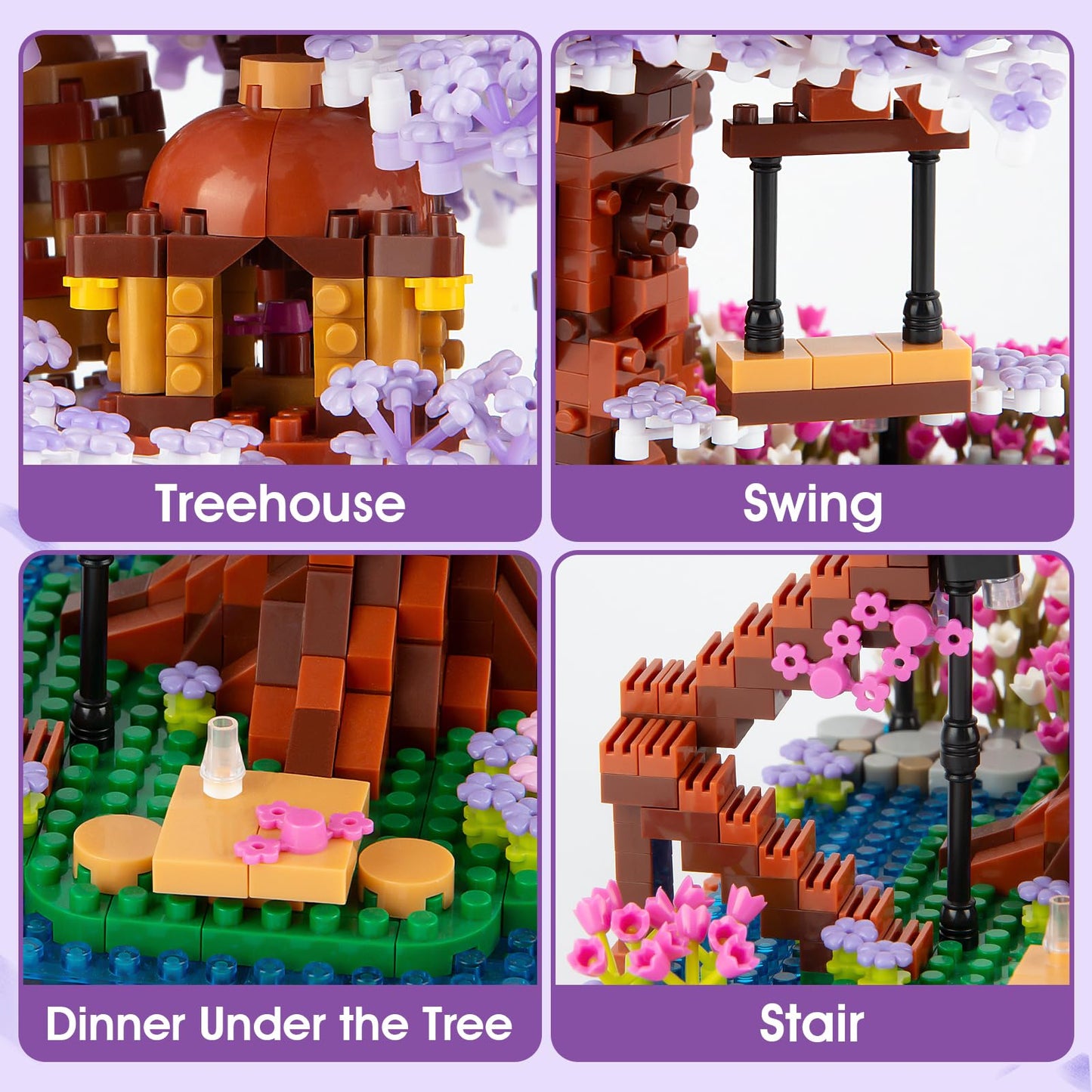 HIGH GODO Cherry Blossom Bonsai Tree Micro Building Set, Japanese Sakura Tree House Model Sets, Flowers House Mini Bricks Building Kit, Creative Toys