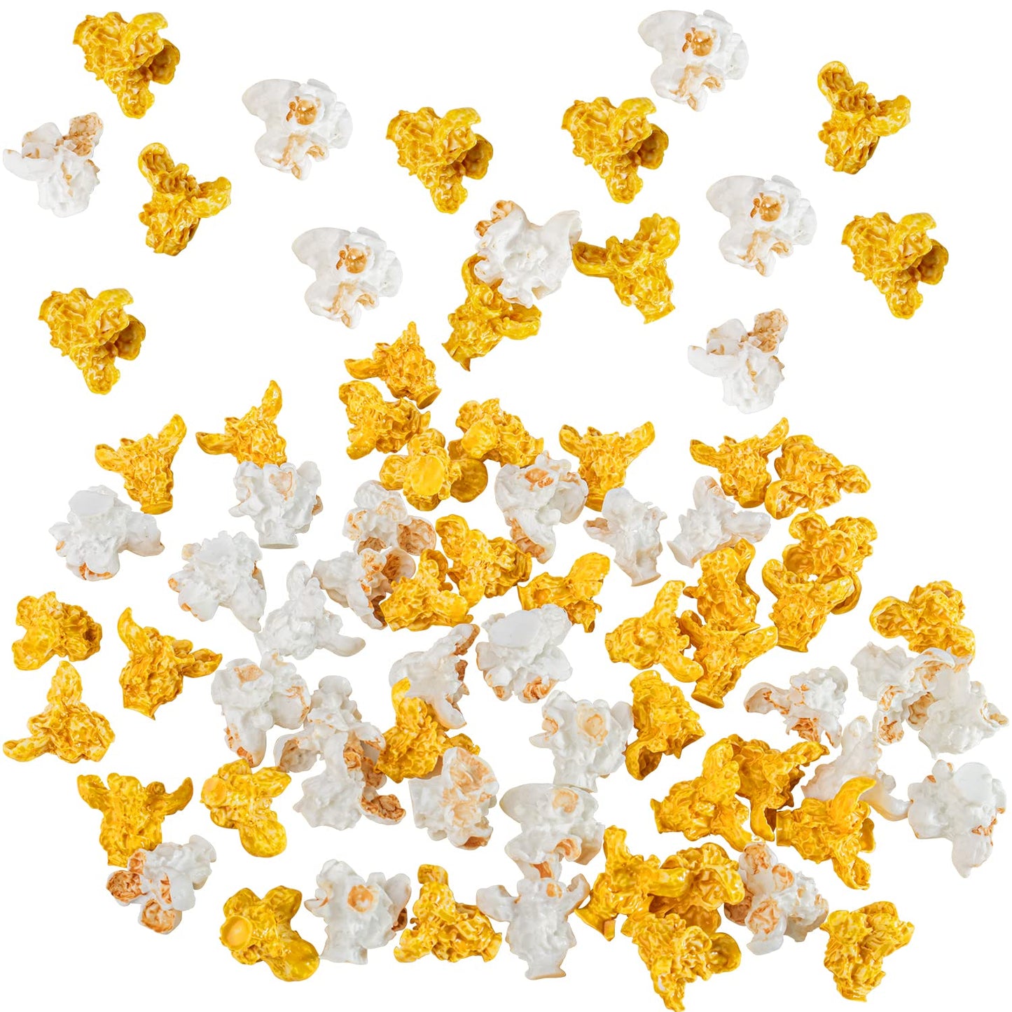 Hiawbon 30 Pcs Artificial Popcorn Miniature Resin Popcorns Handicraft Accessories for DIY Mini House Kitchen Bracelets Ecklace Earring Key Chain