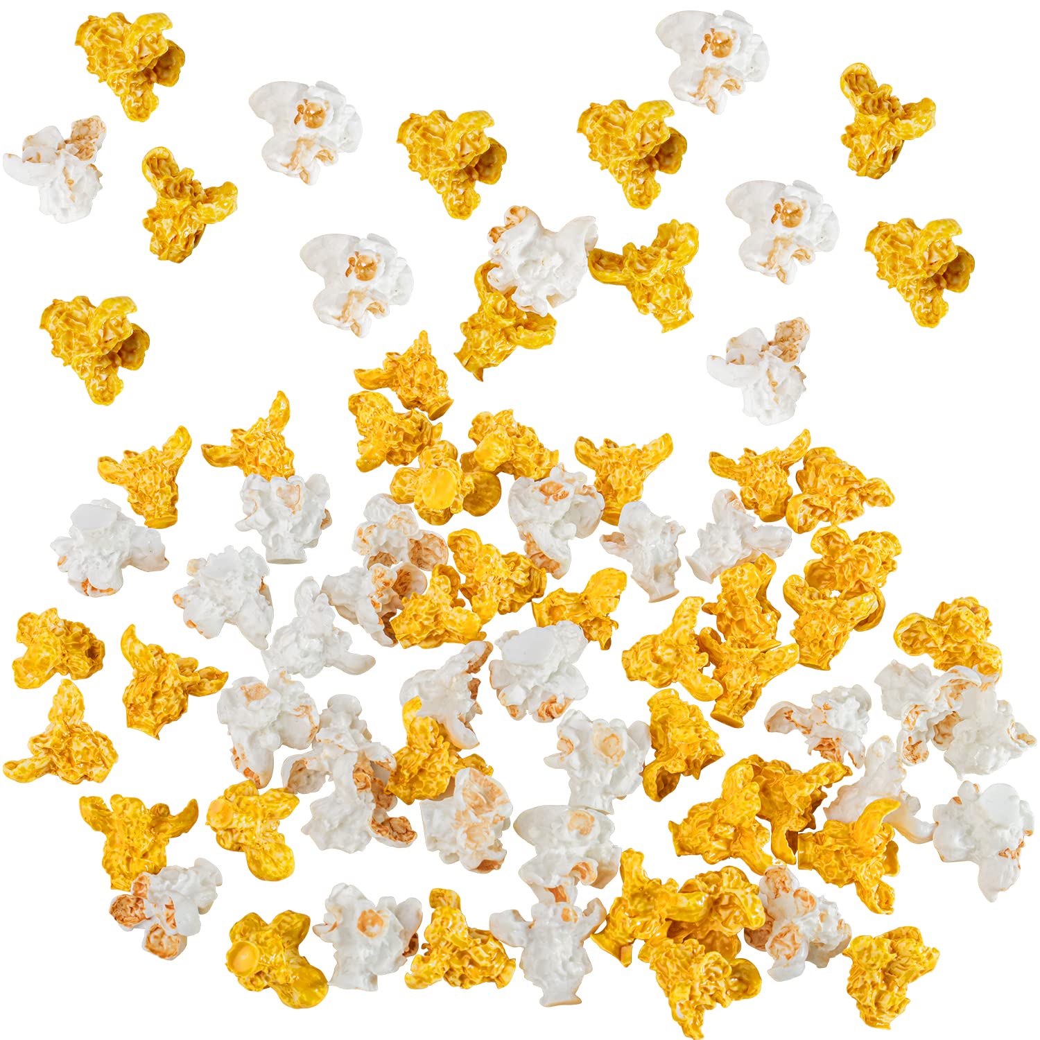 Hiawbon 30 Pcs Artificial Popcorn Miniature Resin Popcorns Handicraft Accessories for DIY Mini House Kitchen Bracelets Ecklace Earring Key Chain