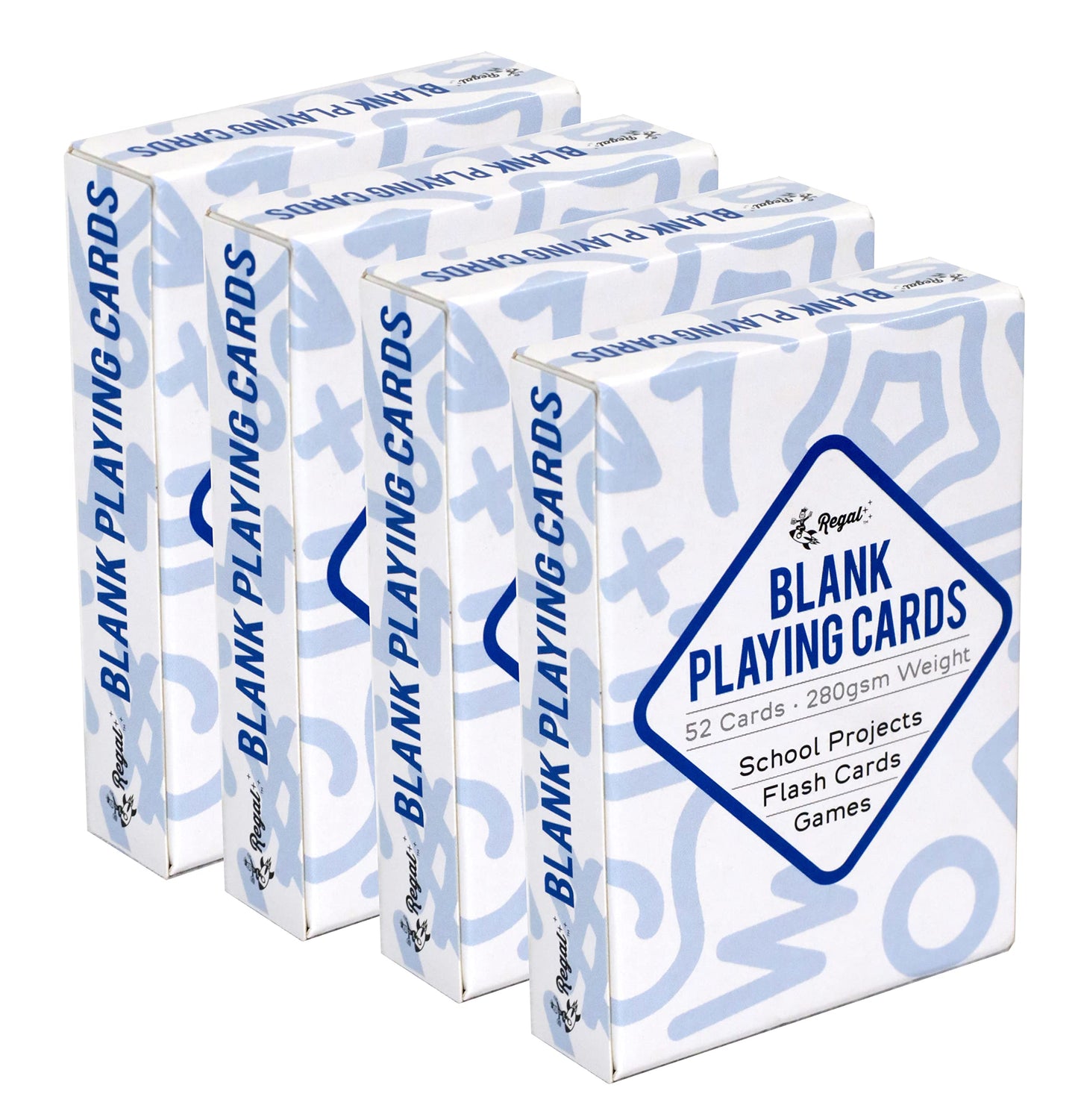 Regal Games 208 Blank Playing Cards to Write On - Custom Blank Deck of Cards - (2.5" x 3.5") Cardstock White Poker Size - 4 Packs x 52 Cards