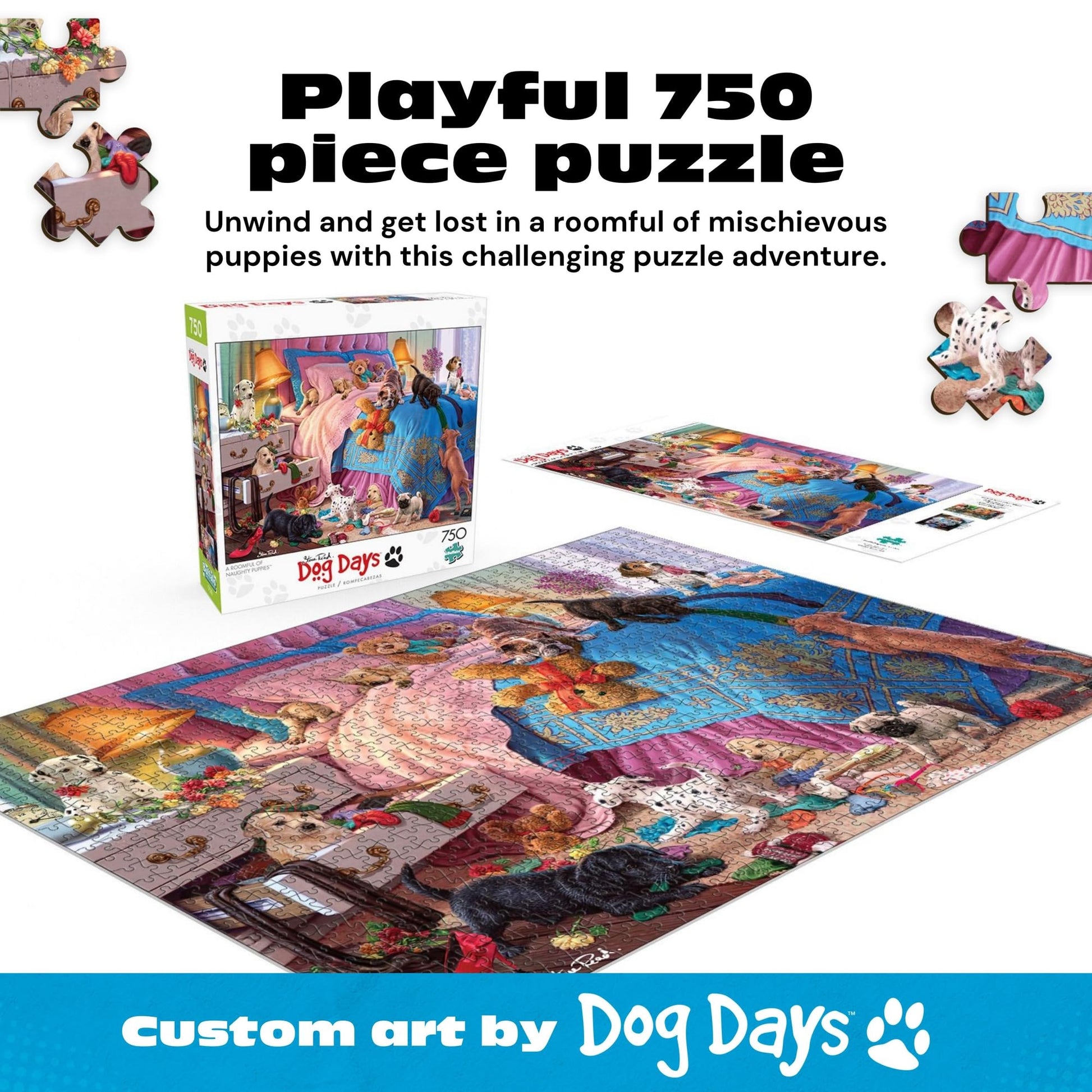 Buffalo Games Steve Read, A Roomful of Naughty Puppies, 750 Piece Puzzle