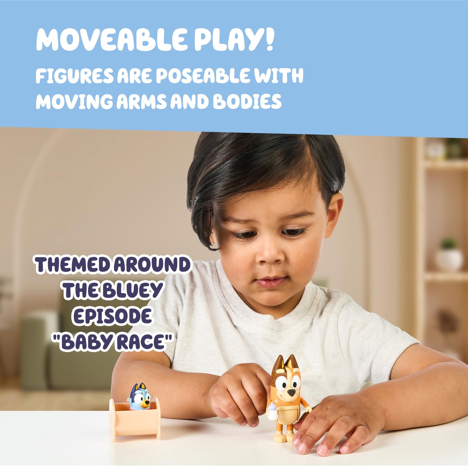 Bluey Baby Race Figure 2-Pack, Chilli & Baby in Cradle