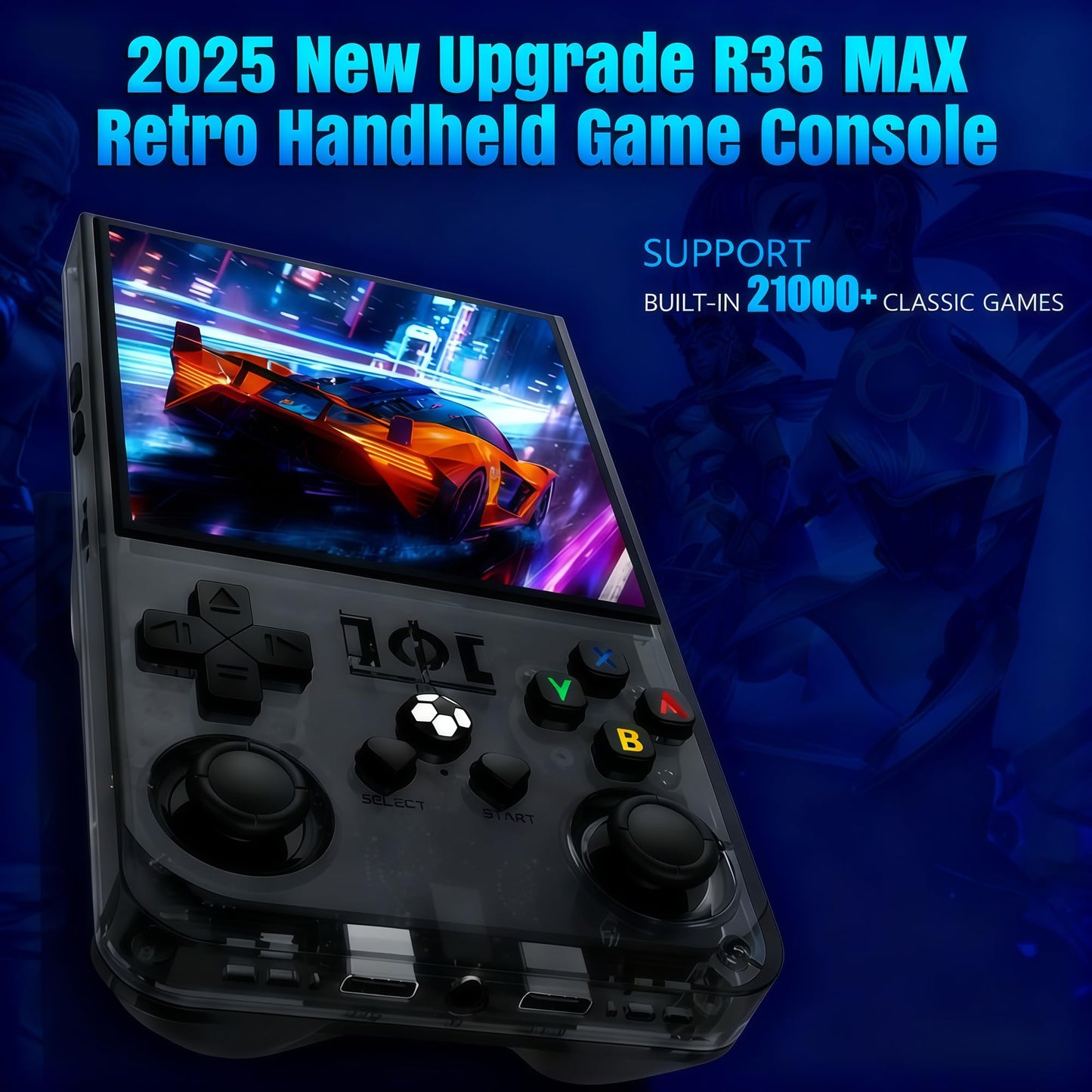 R36MAX Retro Handheld Console Gift Set, 4" HD Screen, 128GB with Bag & Card (Red 128Gb)