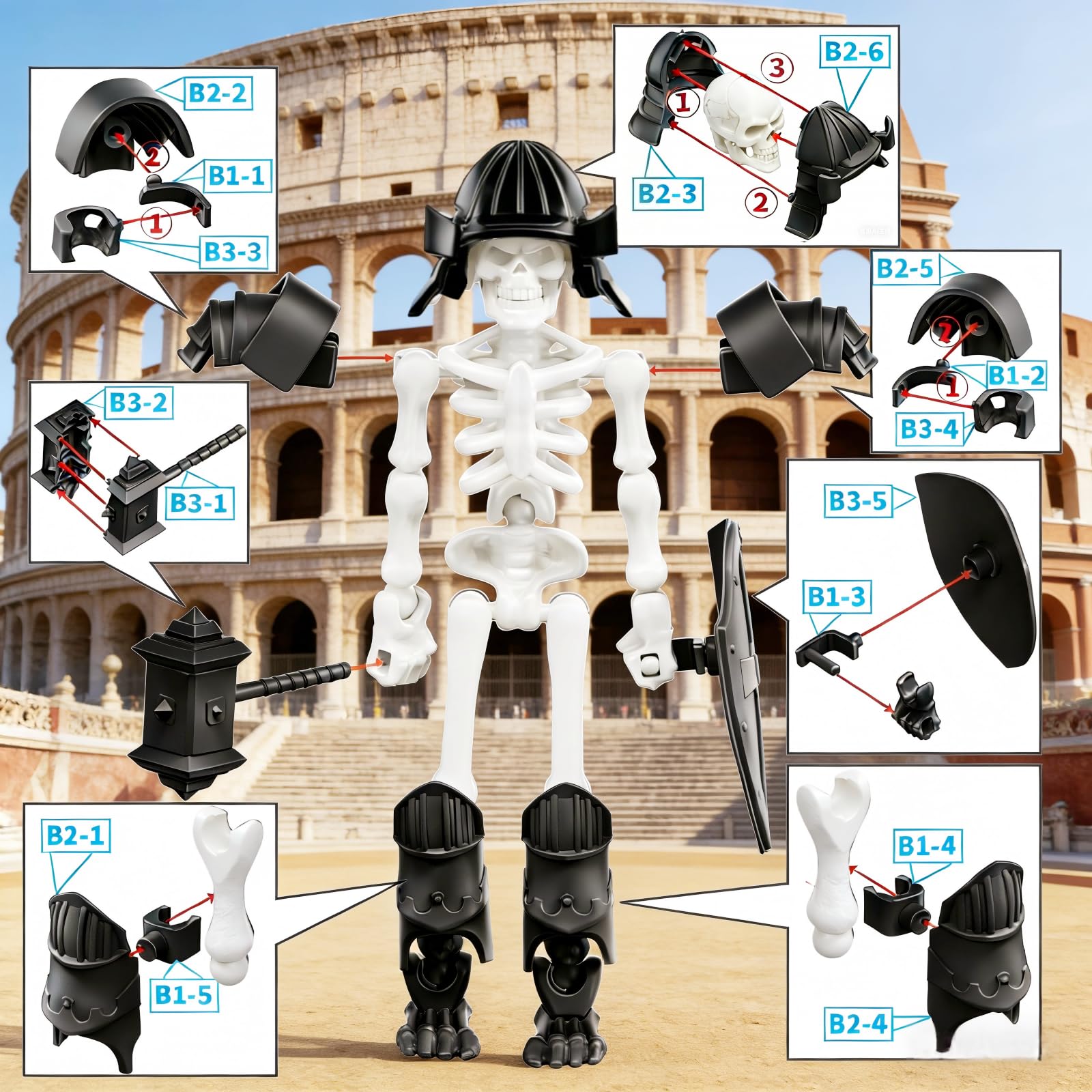 FortiTrust 6 Pack T13 Action Figure Set, Skeleton Action Figure Mini Skeletons for Halloween Decorations Dummy 13, Titan 13, Skeleton Toy