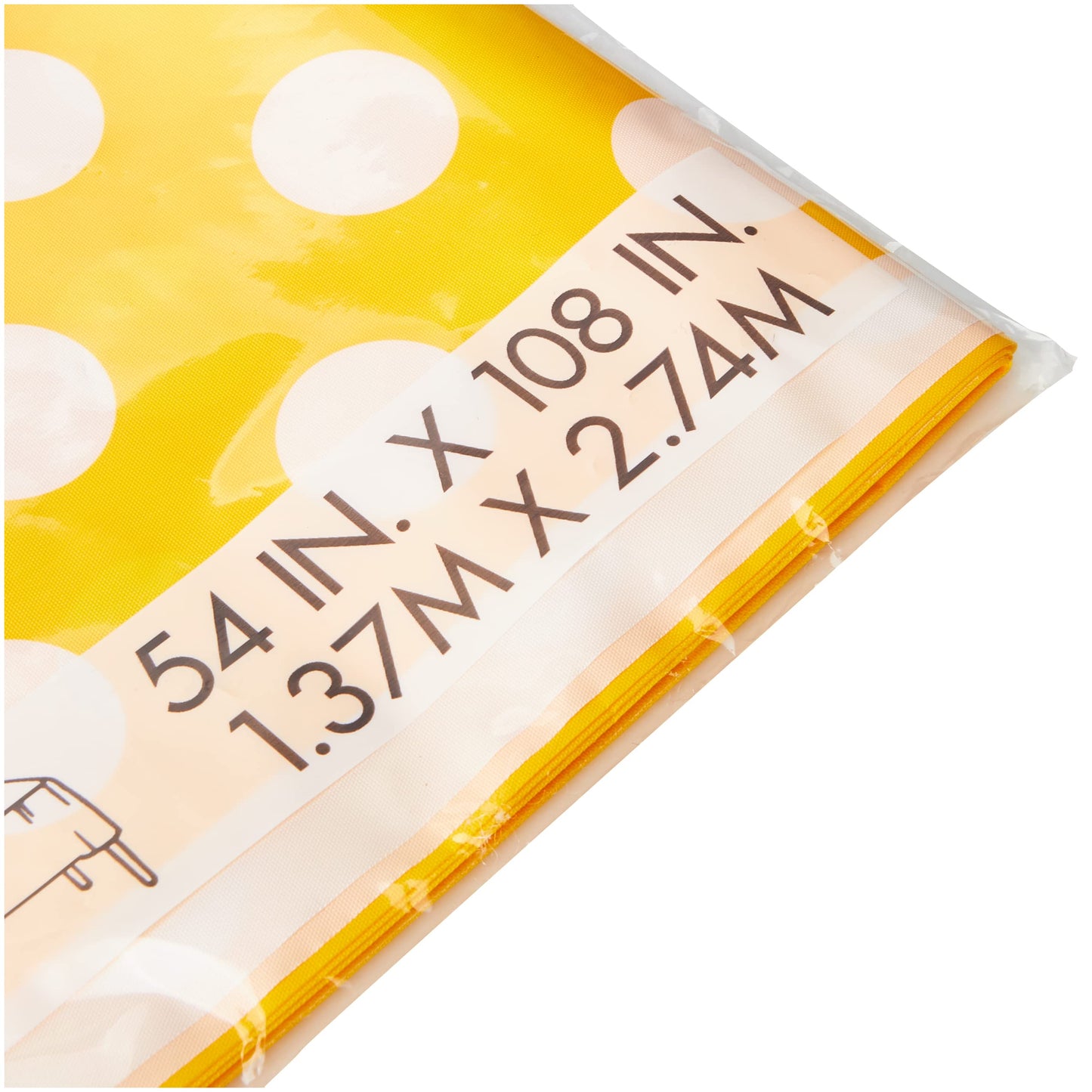 Polka Dot Plastic Tablecloth, 108" x 54", Yellow